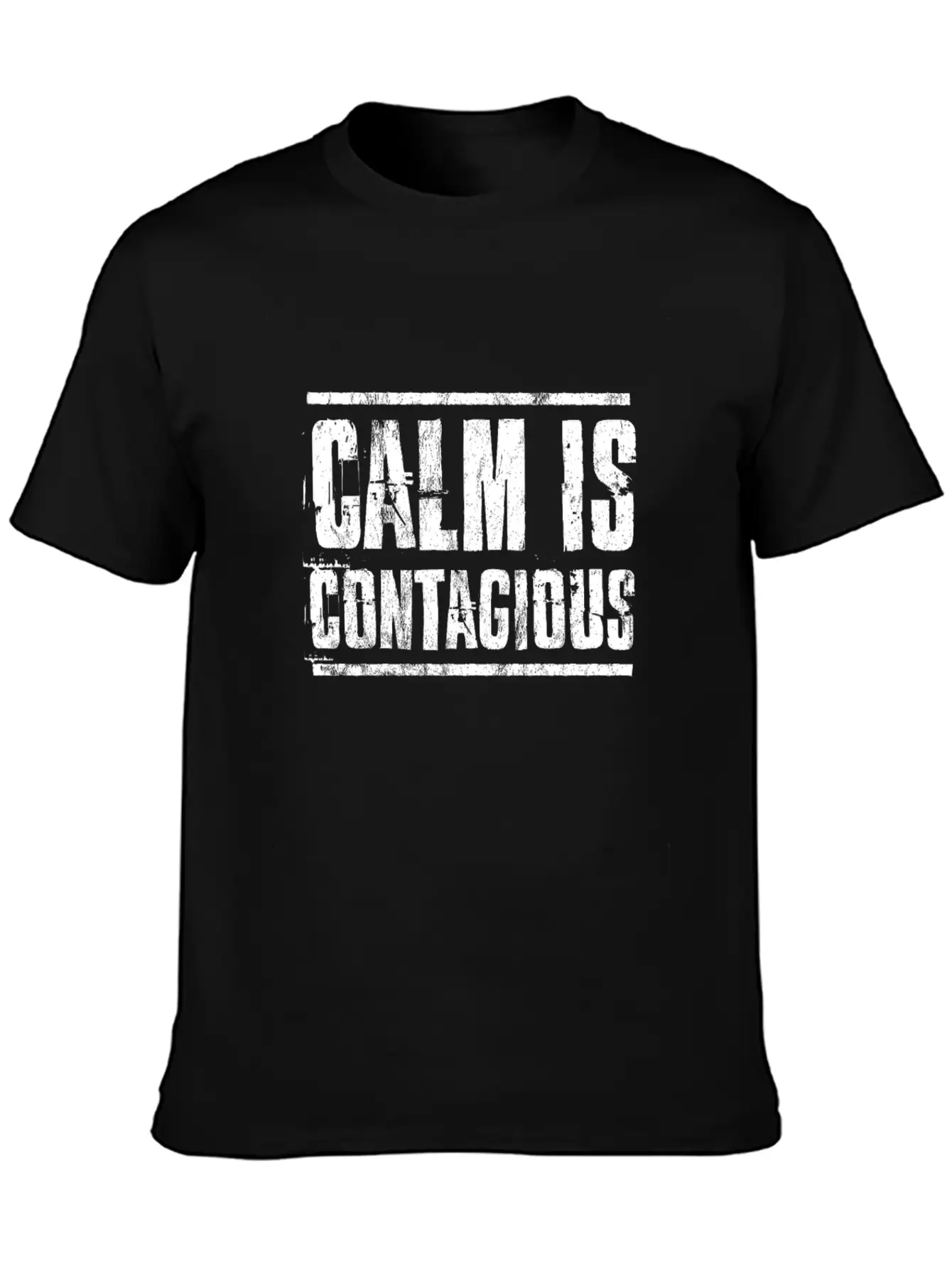 Calm Is Contagious Distressed Military Veteran Tee Unisex Short Sleeve Soft Cotton T-Shirt – Casual Everyday Wear