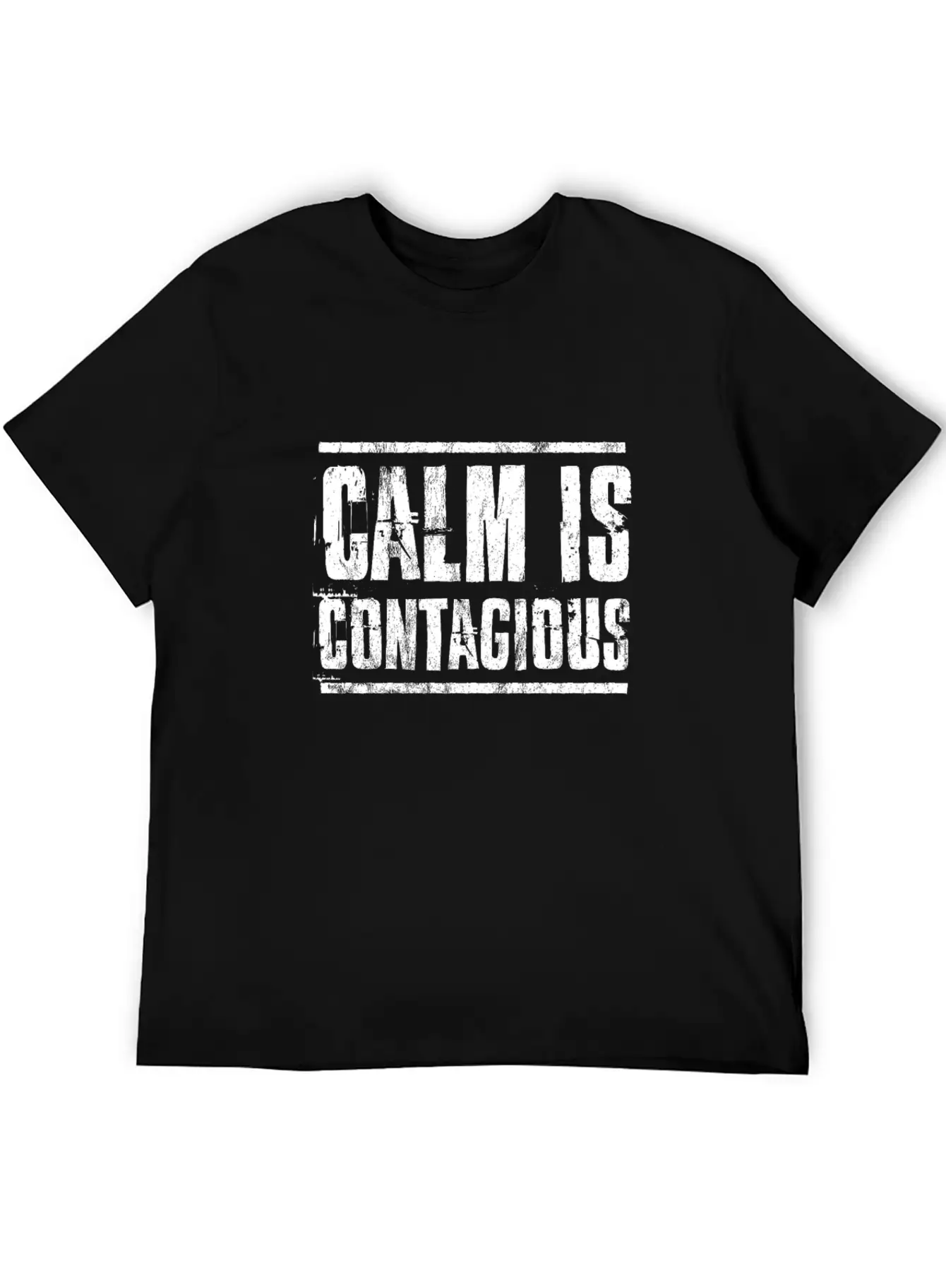 Calm Is Contagious Distressed Military Veteran Tee Unisex Short Sleeve Soft Cotton T-Shirt – Casual Everyday Wear
