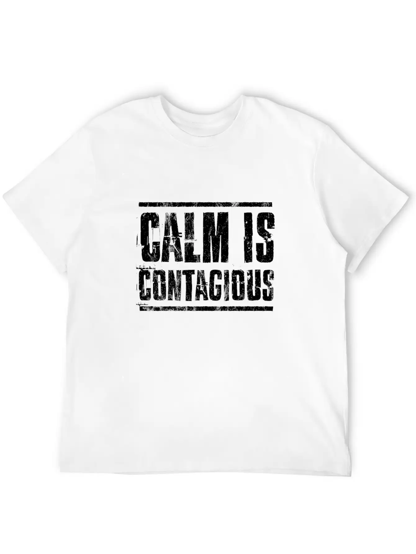 Calm Is Contagious Distressed Military Veteran Tee Unisex Short Sleeve Soft Cotton T-Shirt – Casual Everyday Wear