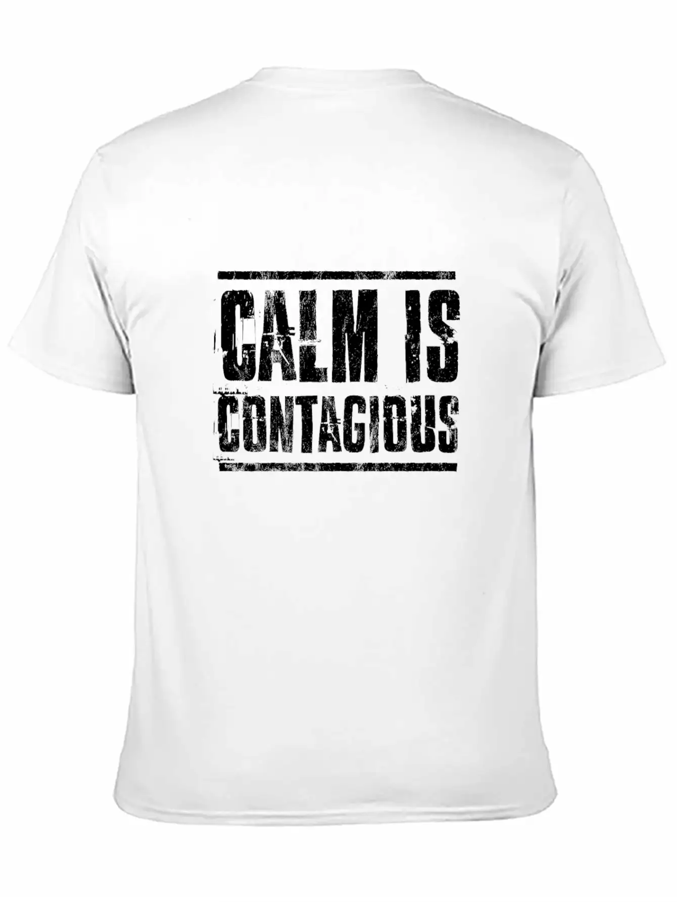 Calm Is Contagious Distressed Military Veteran Tee Unisex Short Sleeve Soft Cotton T-Shirt – Casual Everyday Wear