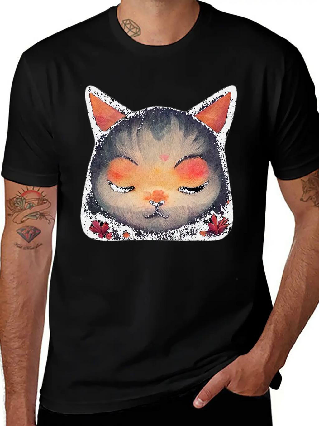 Calm Zen Cat Unisex Short Sleeve Soft Cotton T-Shirt – Casual Everyday Wear