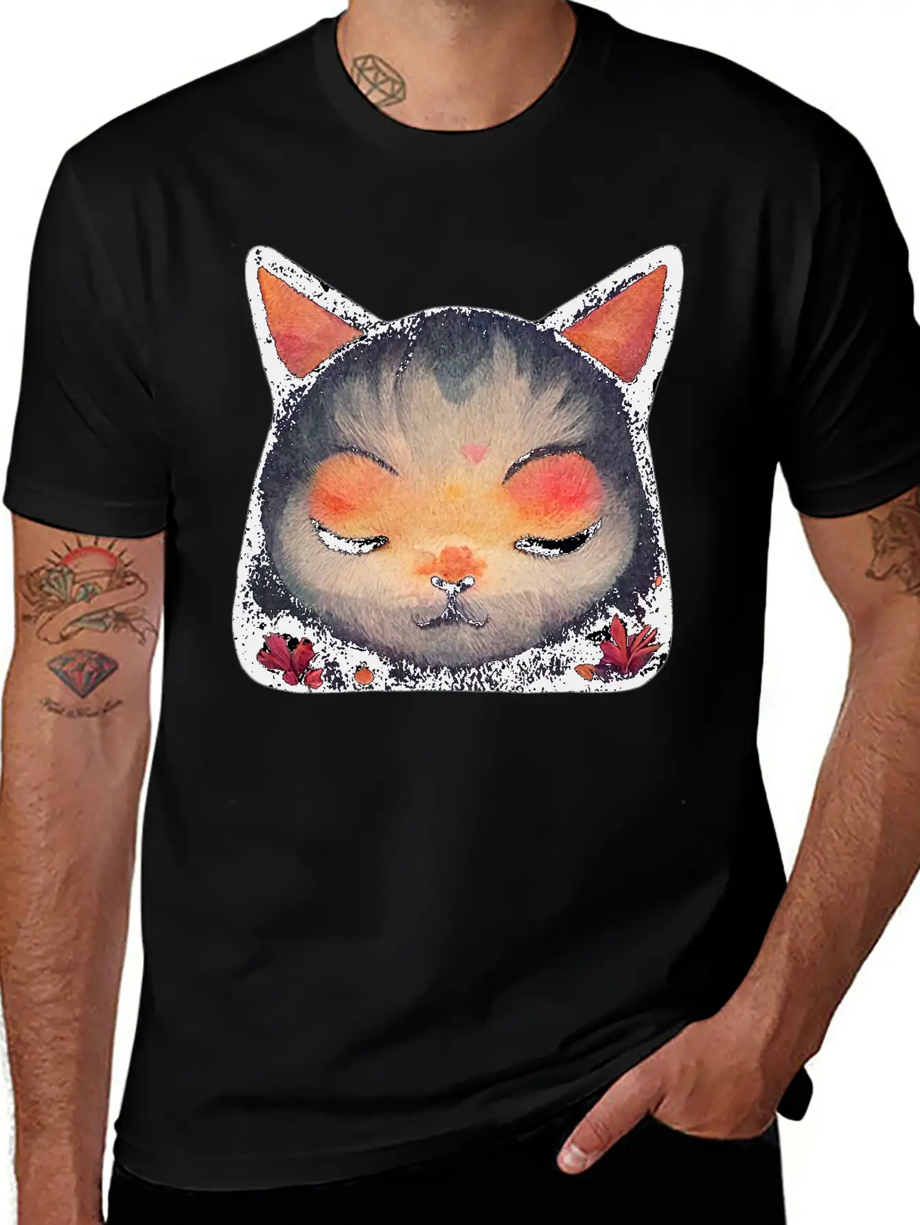 Calm Zen Cat Unisex Short Sleeve Soft Cotton T-Shirt – Casual Everyday Wear
