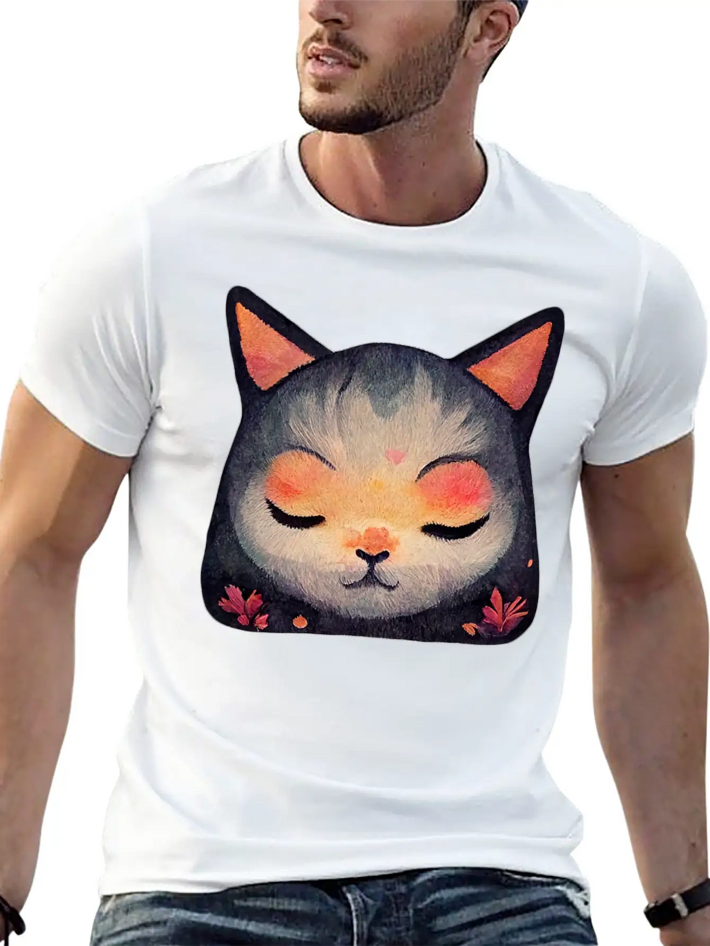 Calm Zen Cat Unisex Short Sleeve Soft Cotton T-Shirt – Casual Everyday Wear