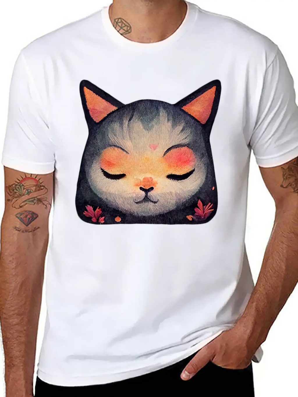 Calm Zen Cat Unisex Short Sleeve Soft Cotton T-Shirt – Casual Everyday Wear