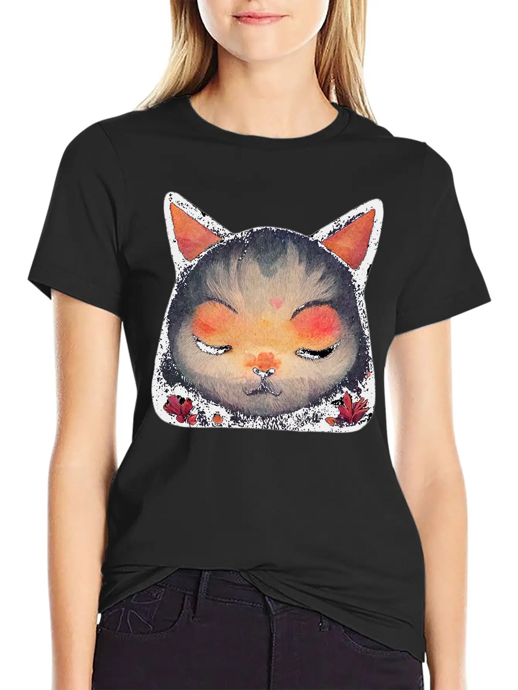 Calm Zen Cat Unisex Short Sleeve Soft Cotton T-Shirt – Casual Everyday Wear