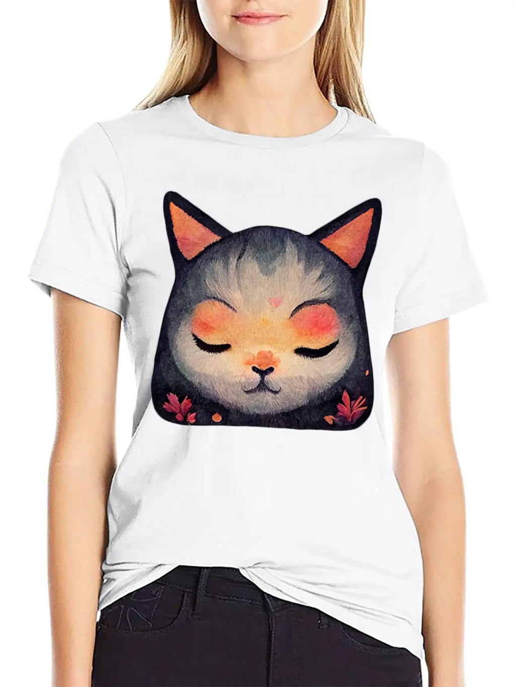 Calm Zen Cat Unisex Short Sleeve Soft Cotton T-Shirt – Casual Everyday Wear