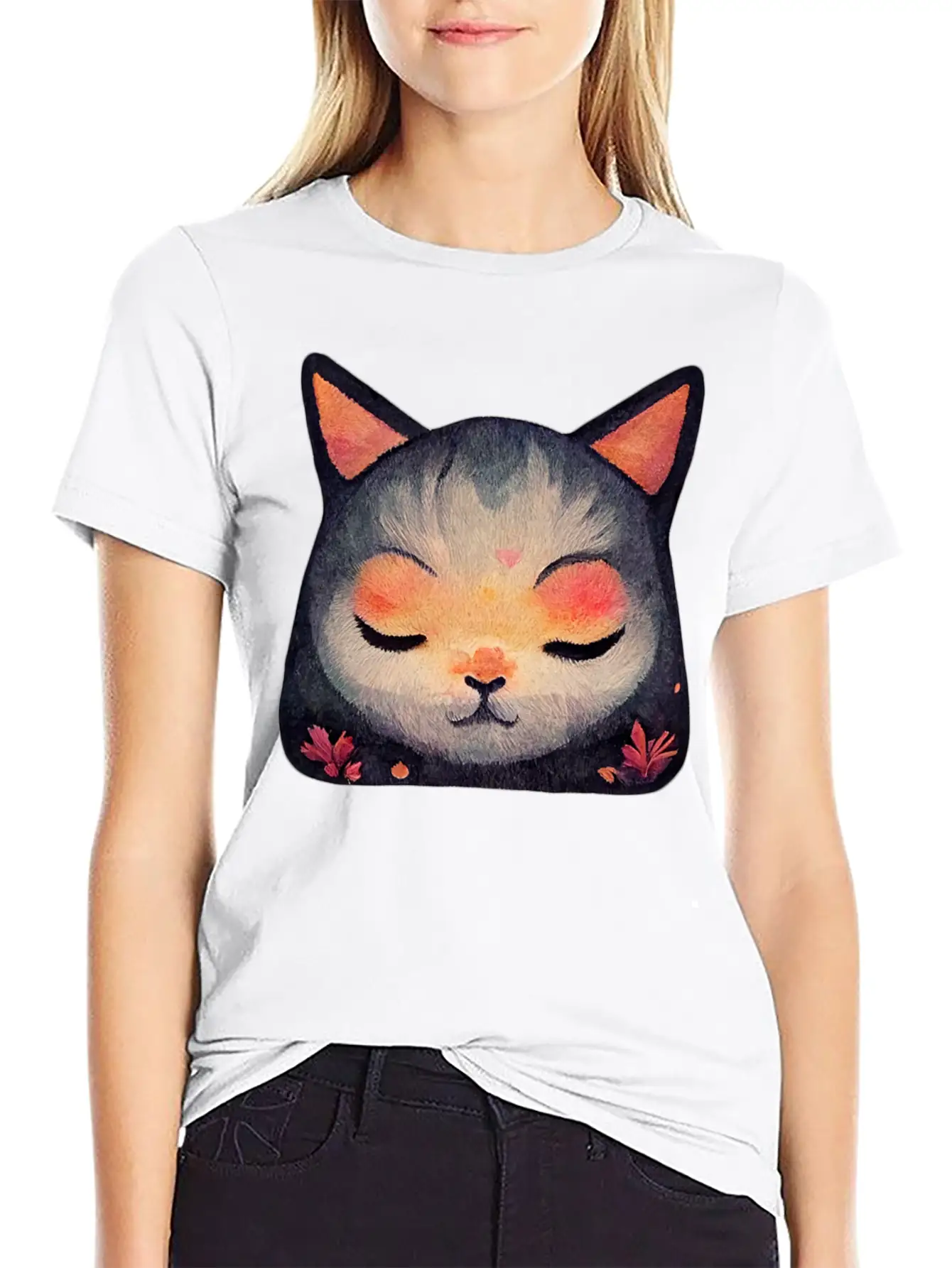 Calm Zen Cat Unisex Short Sleeve Soft Cotton T-Shirt – Casual Everyday Wear