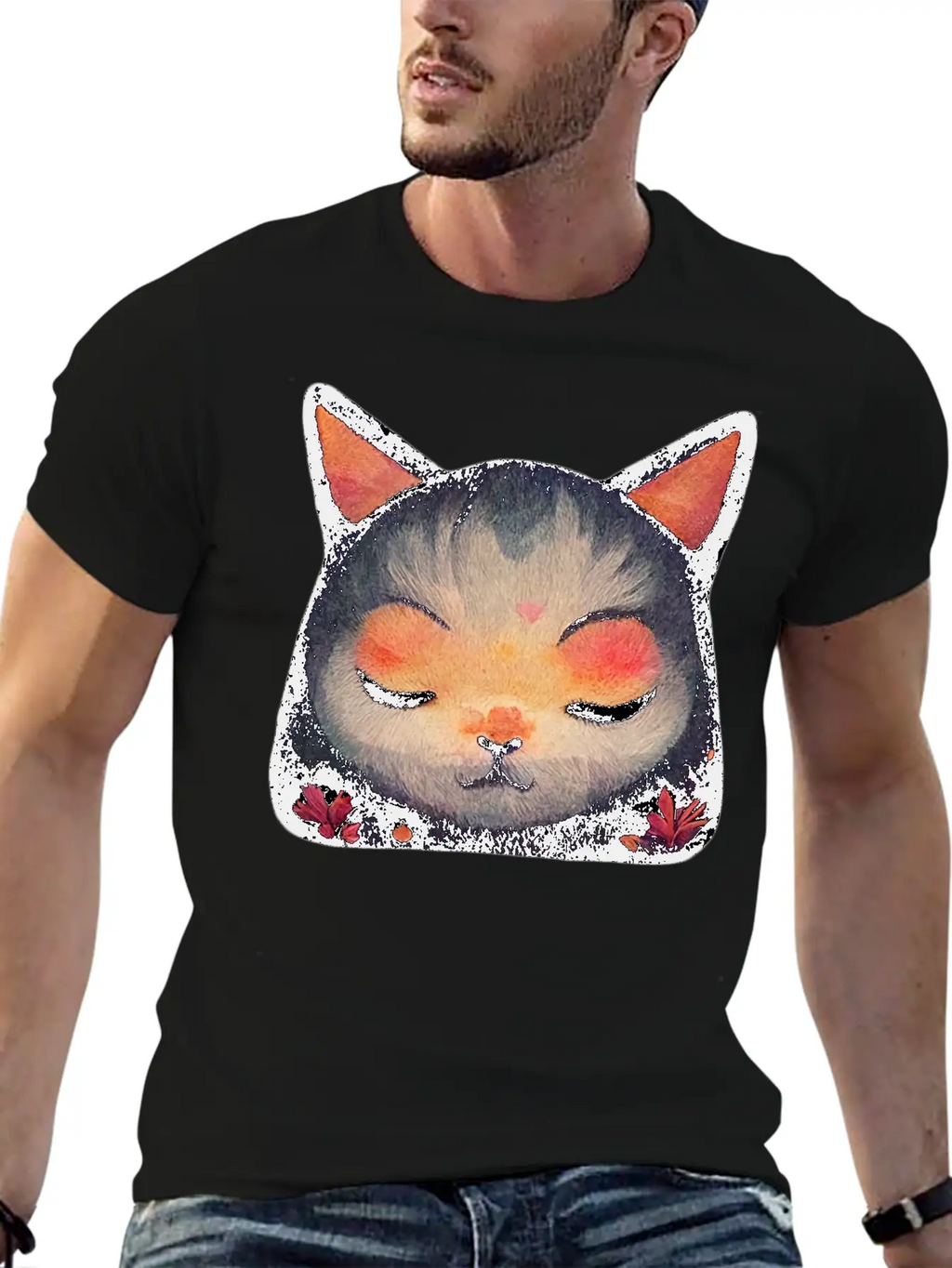 Calm Zen Cat Unisex Short Sleeve Soft Cotton T-Shirt – Casual Everyday Wear