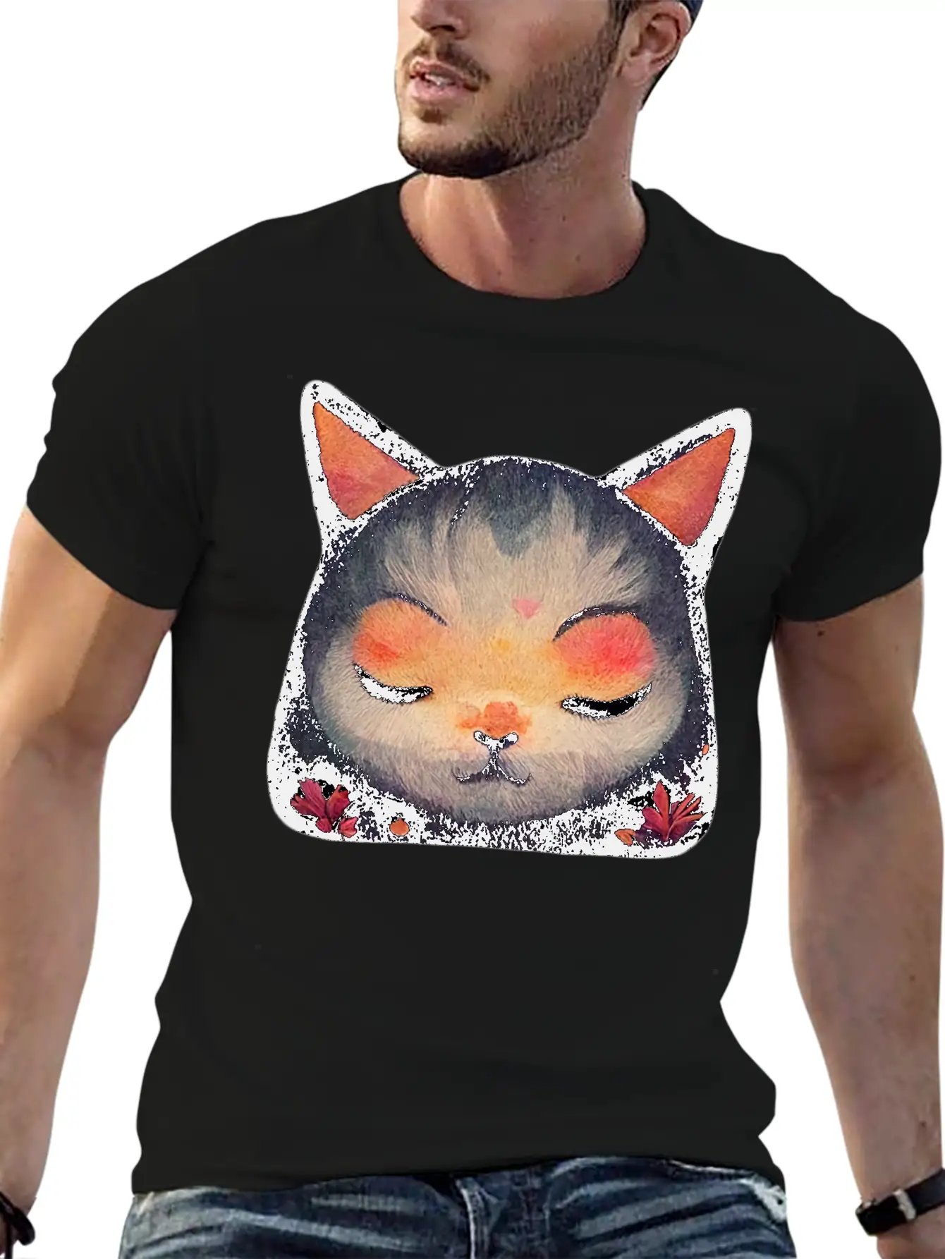 Calm Zen Cat Unisex Short Sleeve Soft Cotton T-Shirt – Casual Everyday Wear