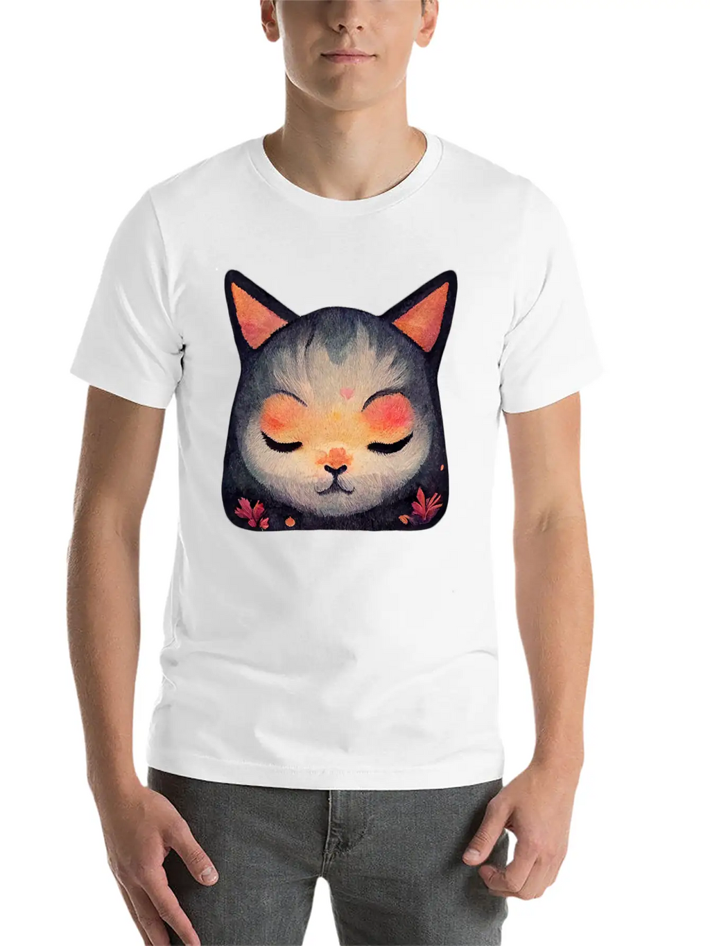 Calm Zen Cat Unisex Short Sleeve Soft Cotton T-Shirt – Casual Everyday Wear