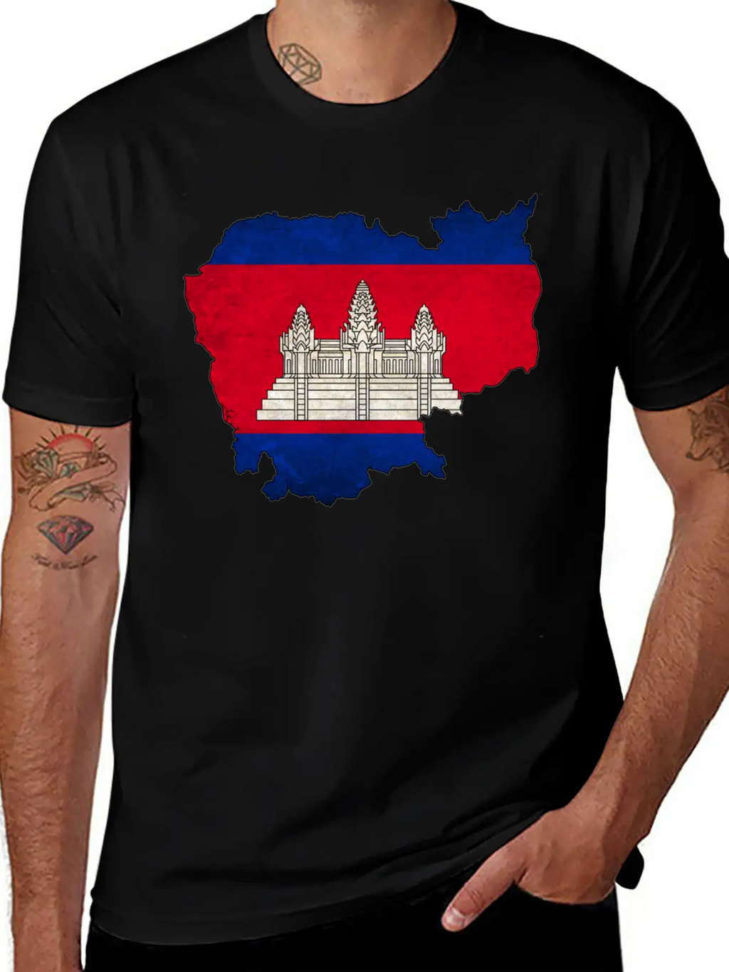 Cambodia Flag Map Casual Graphic T-Shirt – Simple And Comfortable Daily Wear
