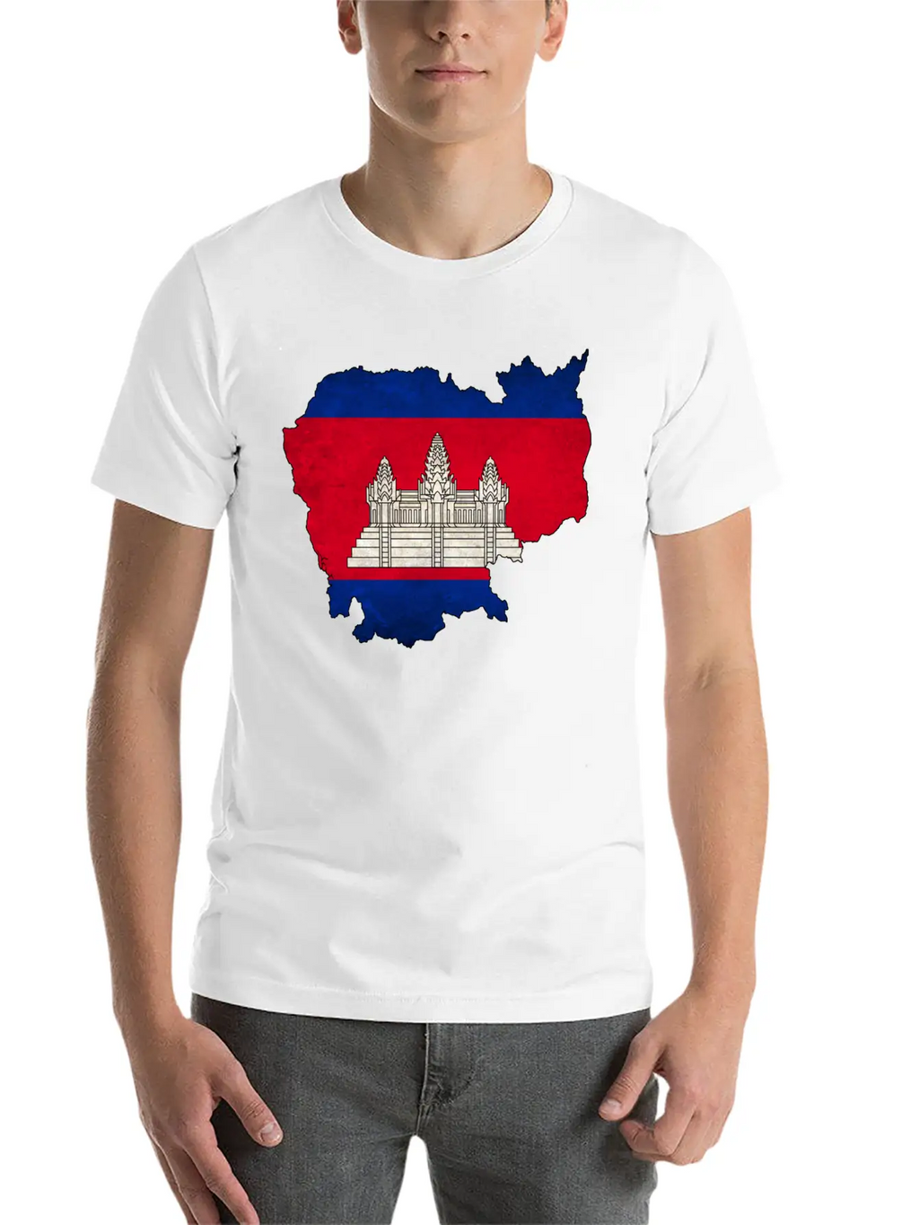 Cambodia Flag Map Casual Graphic T-Shirt – Simple And Comfortable Daily Wear