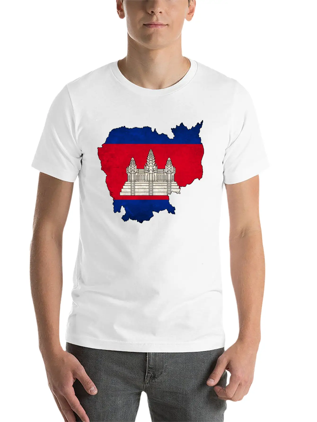 Cambodia Flag Map Casual Graphic T-Shirt – Simple And Comfortable Daily Wear