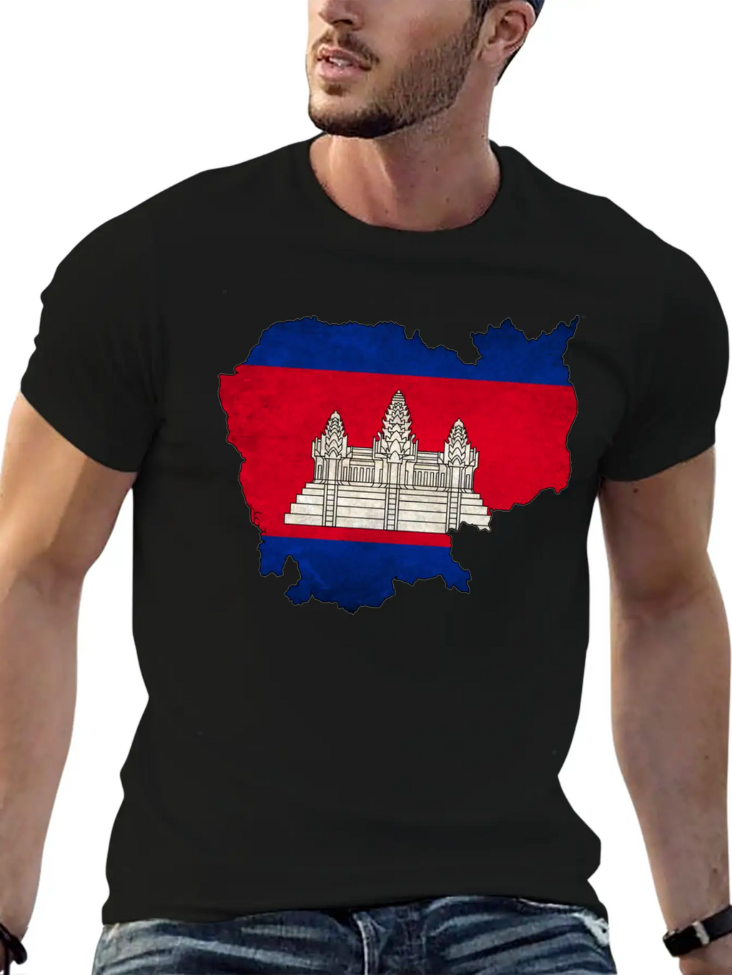 Cambodia Flag Map Casual Graphic T-Shirt – Simple And Comfortable Daily Wear