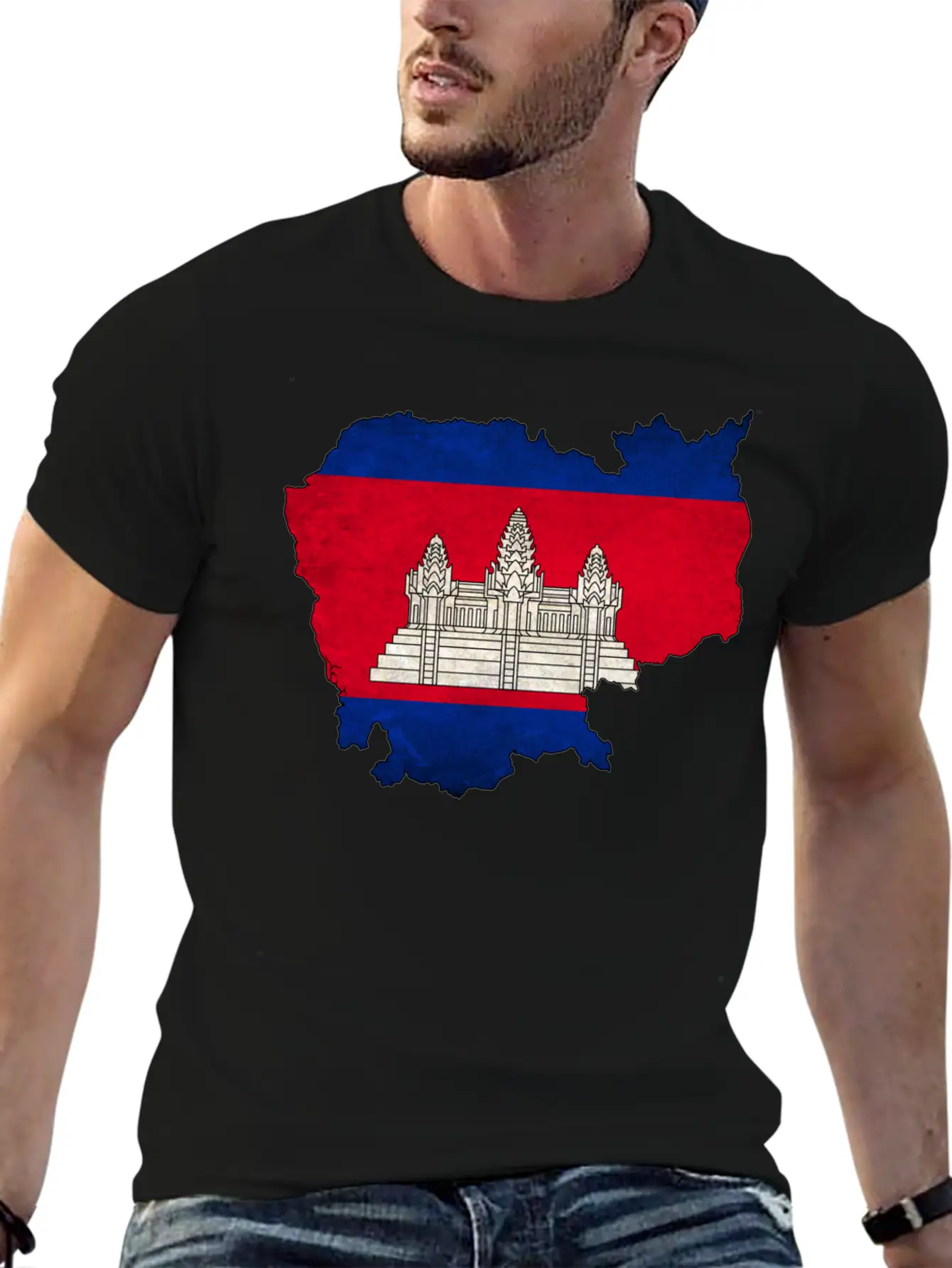 Cambodia Flag Map Casual Graphic T-Shirt – Simple And Comfortable Daily Wear