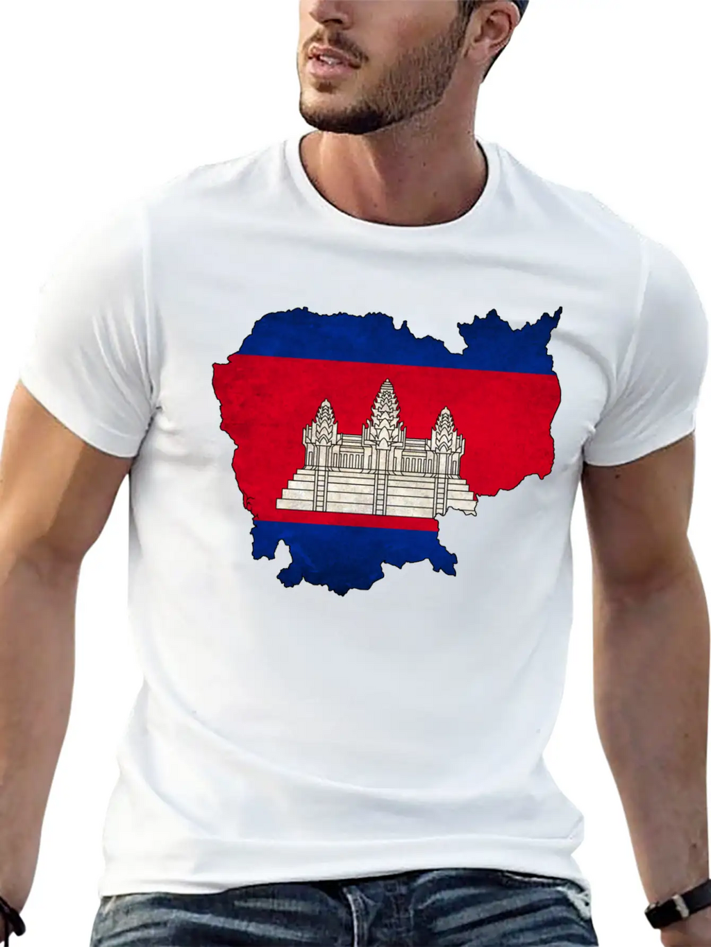 Cambodia Flag Map Casual Graphic T-Shirt – Simple And Comfortable Daily Wear