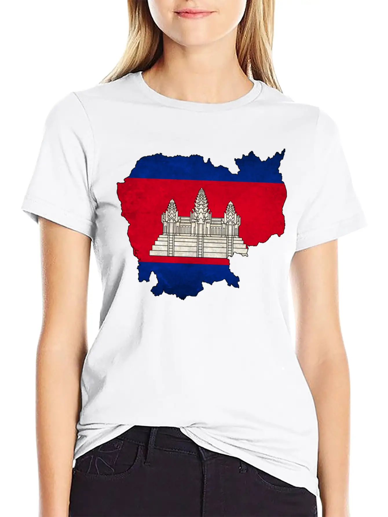 Cambodia Flag Map Casual Graphic T-Shirt – Simple And Comfortable Daily Wear