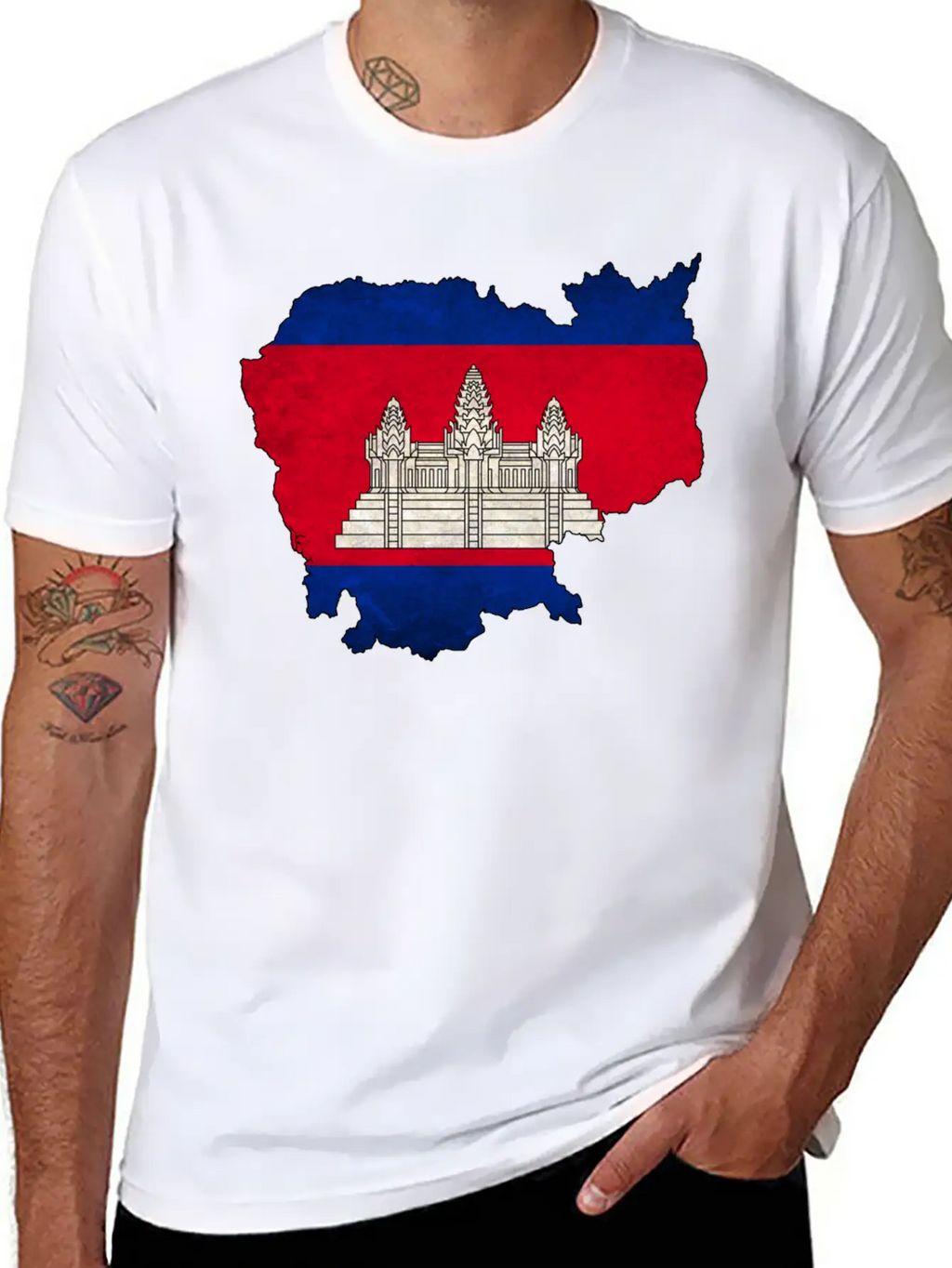 Cambodia Flag Map Casual Graphic T-Shirt – Simple And Comfortable Daily Wear