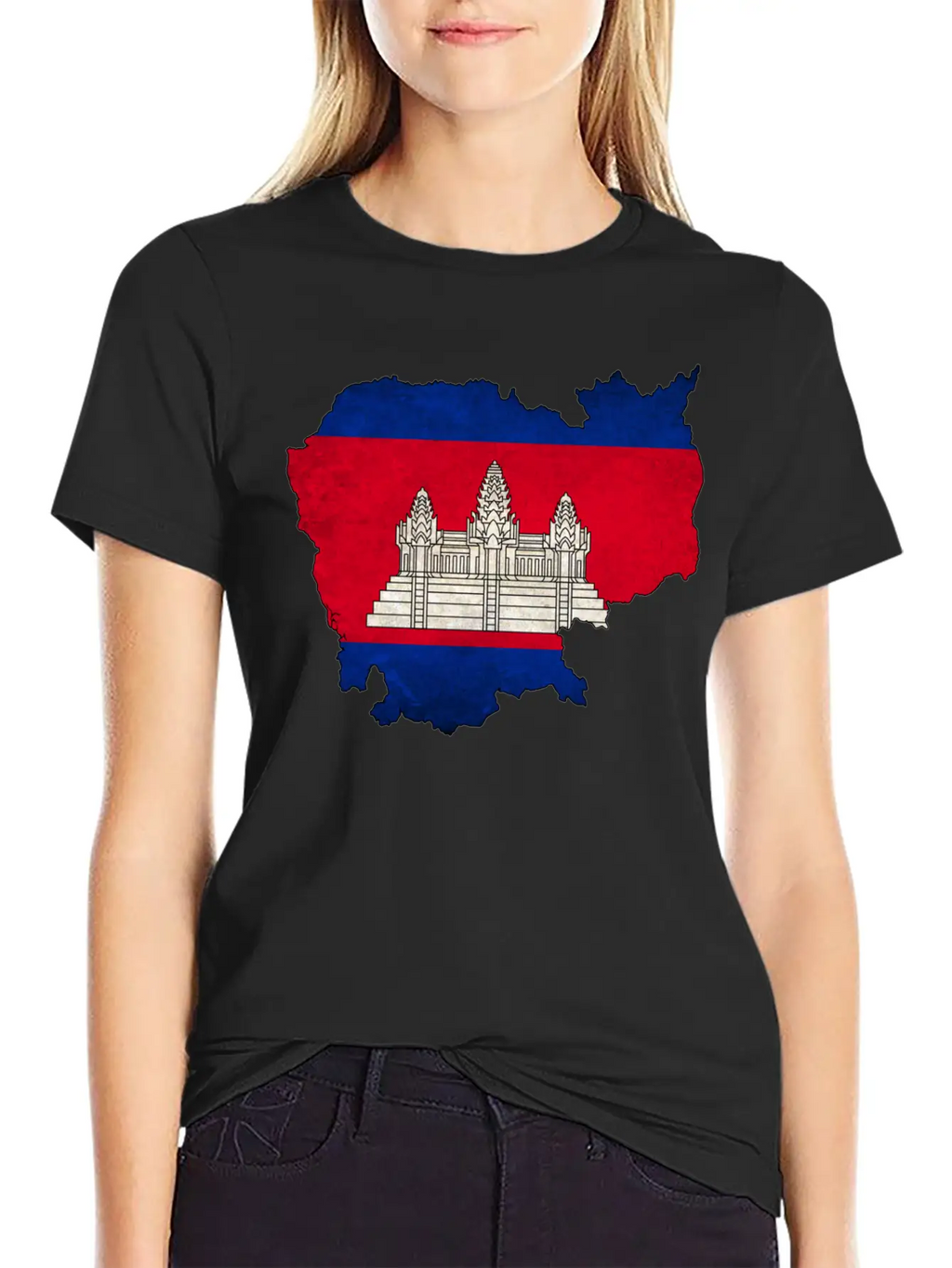 Cambodia Flag Map Casual Graphic T-Shirt – Simple And Comfortable Daily Wear