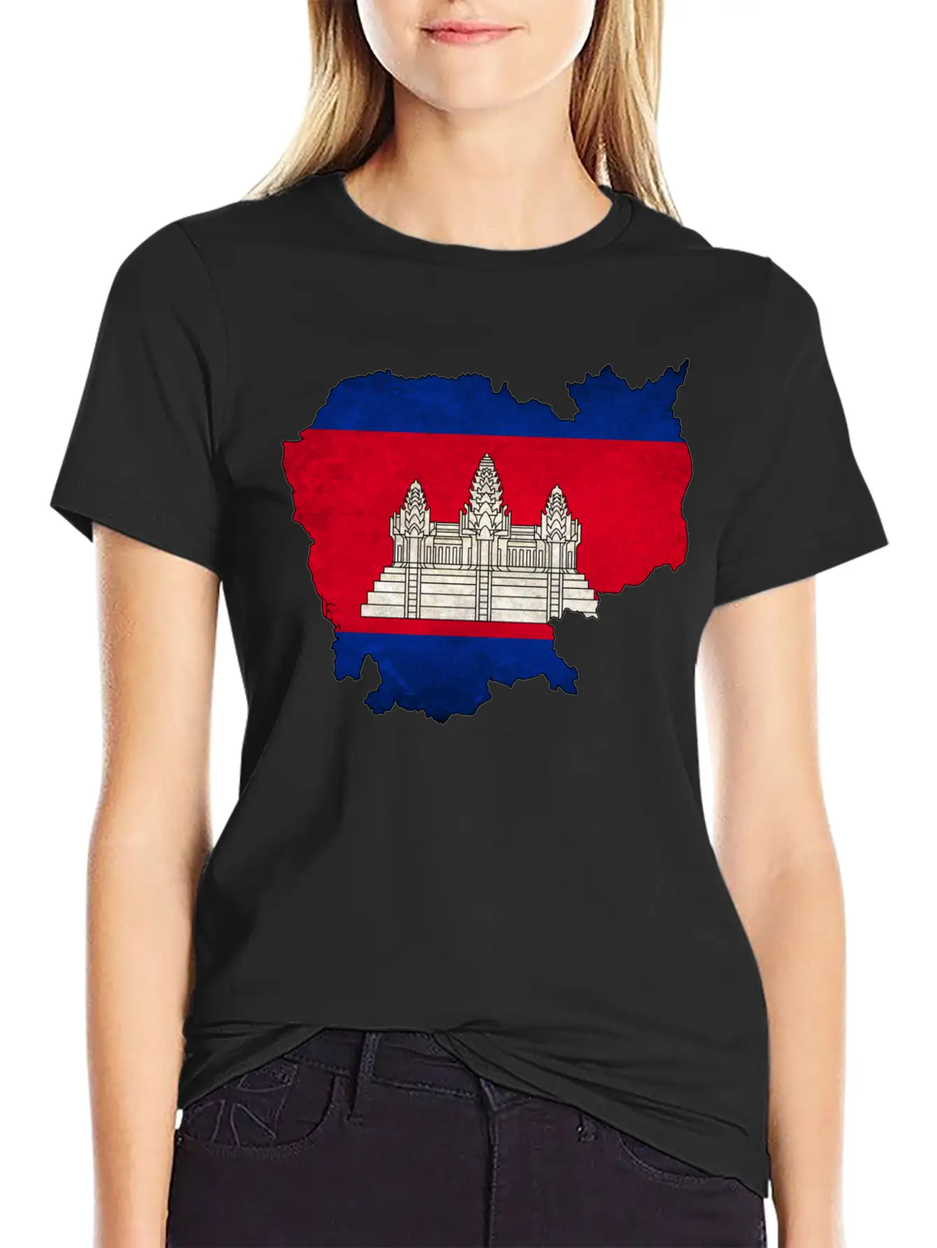 Cambodia Flag Map Casual Graphic T-Shirt – Simple And Comfortable Daily Wear