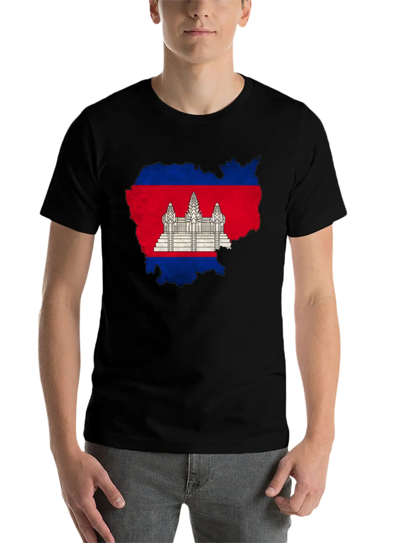 Cambodia Flag Map Casual Graphic T-Shirt – Simple And Comfortable Daily Wear