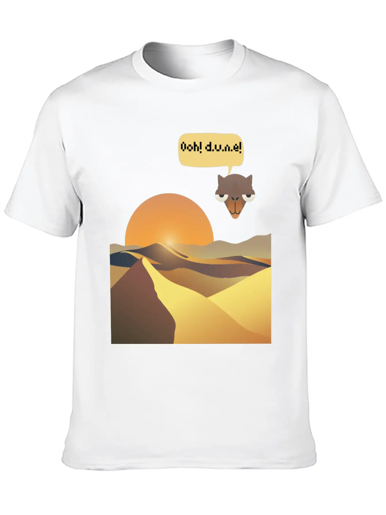 Camels And Sand Dunes T-Shirt Design Breathable Soft Cotton T-Shirt – Timeless Casual Look