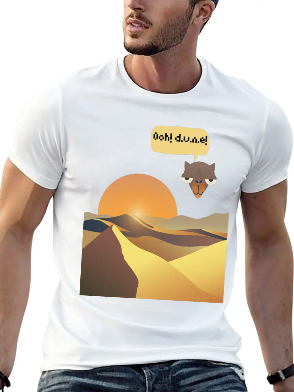 Camels And Sand Dunes T-Shirt Design Breathable Soft Cotton T-Shirt – Timeless Casual Look