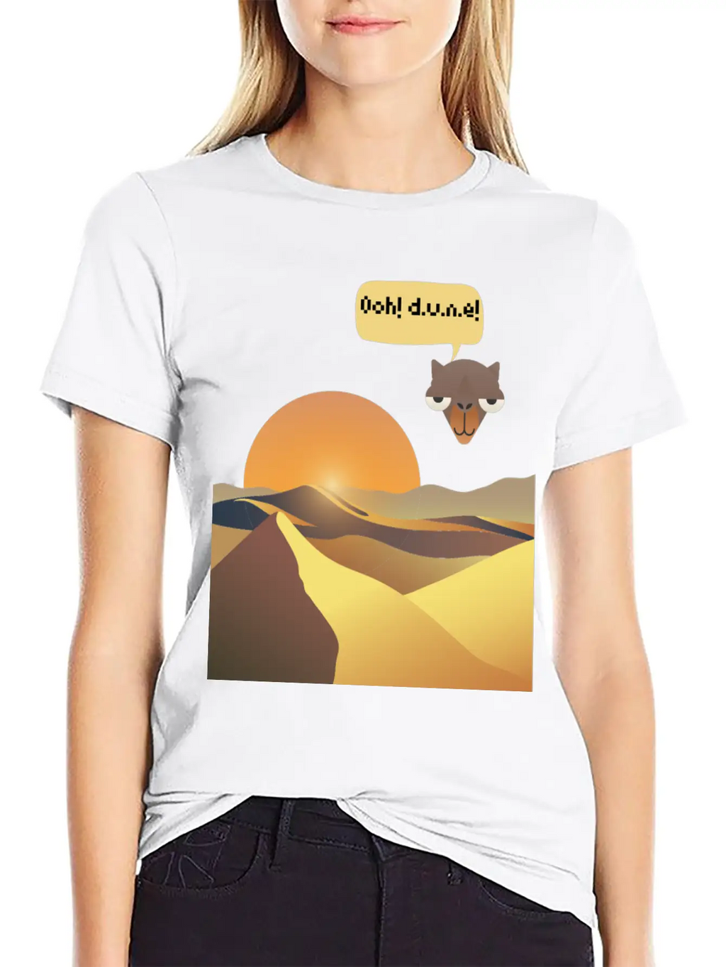 Camels And Sand Dunes T-Shirt Design Breathable Soft Cotton T-Shirt – Timeless Casual Look