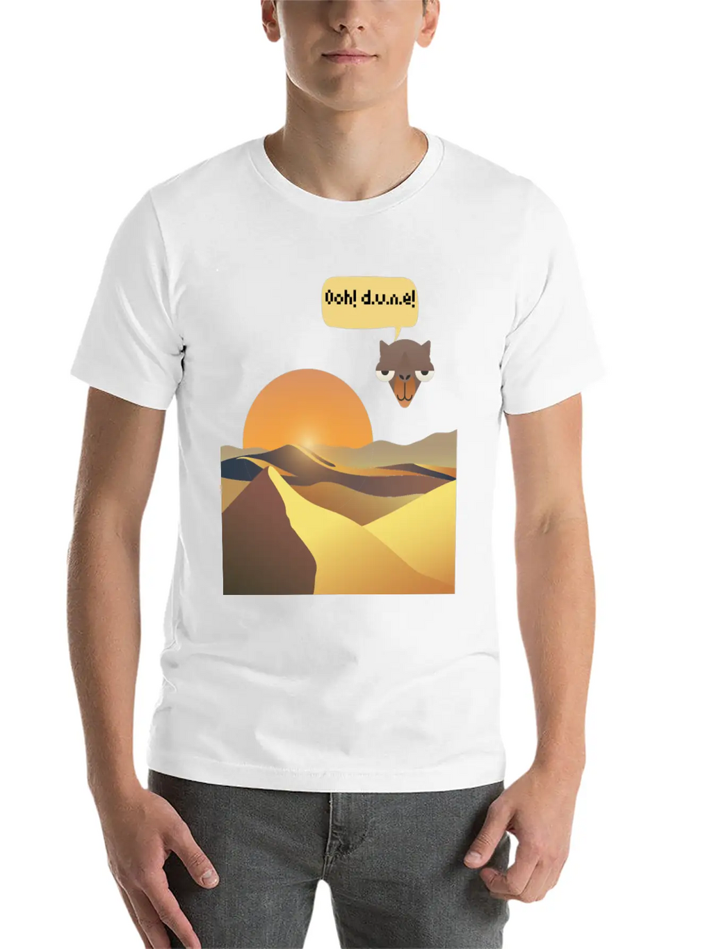 Camels And Sand Dunes T-Shirt Design Breathable Soft Cotton T-Shirt – Timeless Casual Look