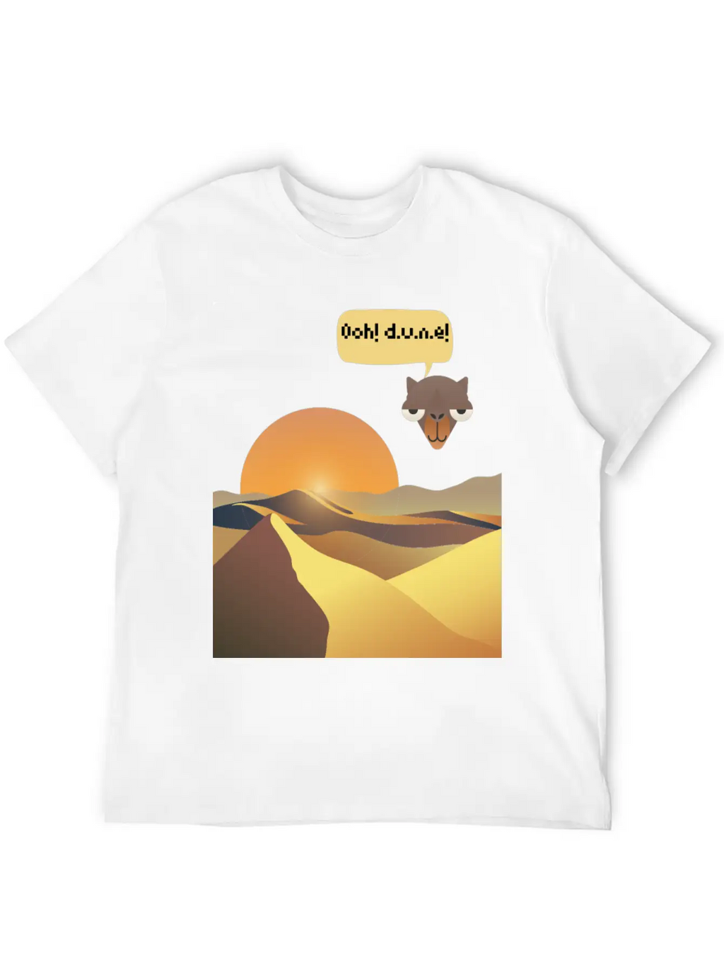 Camels And Sand Dunes T-Shirt Design Breathable Soft Cotton T-Shirt – Timeless Casual Look