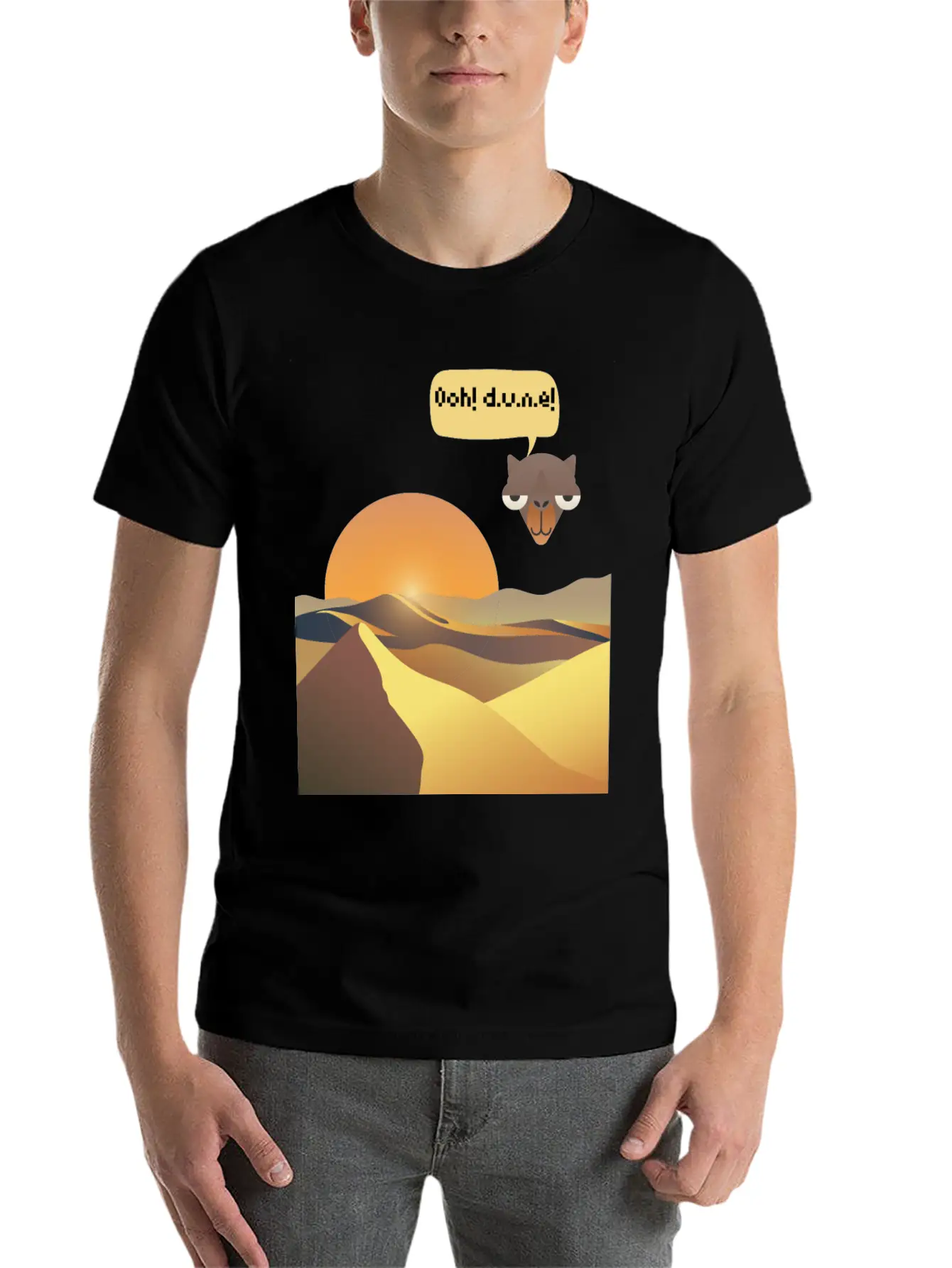 Camels And Sand Dunes T-Shirt Design Breathable Soft Cotton T-Shirt – Timeless Casual Look