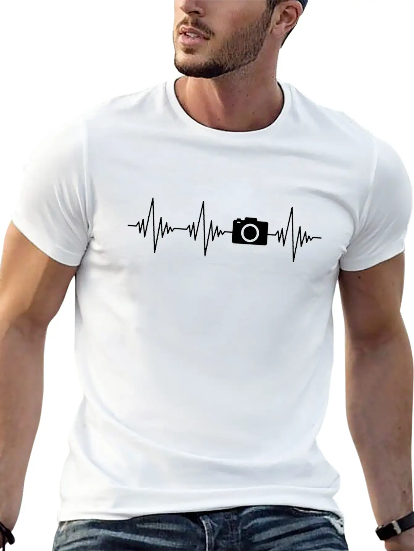Camera Heartbeat Unisex Casual T-Shirt – Clean Design For Daily Comfort