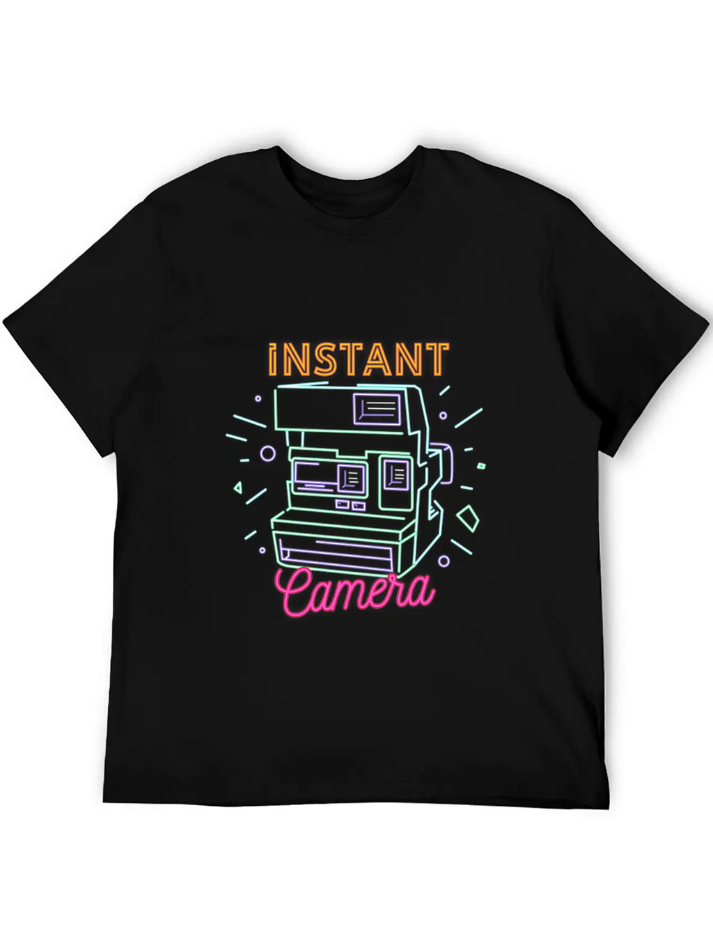Camera Retro 80s 90s Neon Instant Camera T Shirt Unisex Short Sleeve Soft Cotton T-Shirt – Casual Everyday Wear