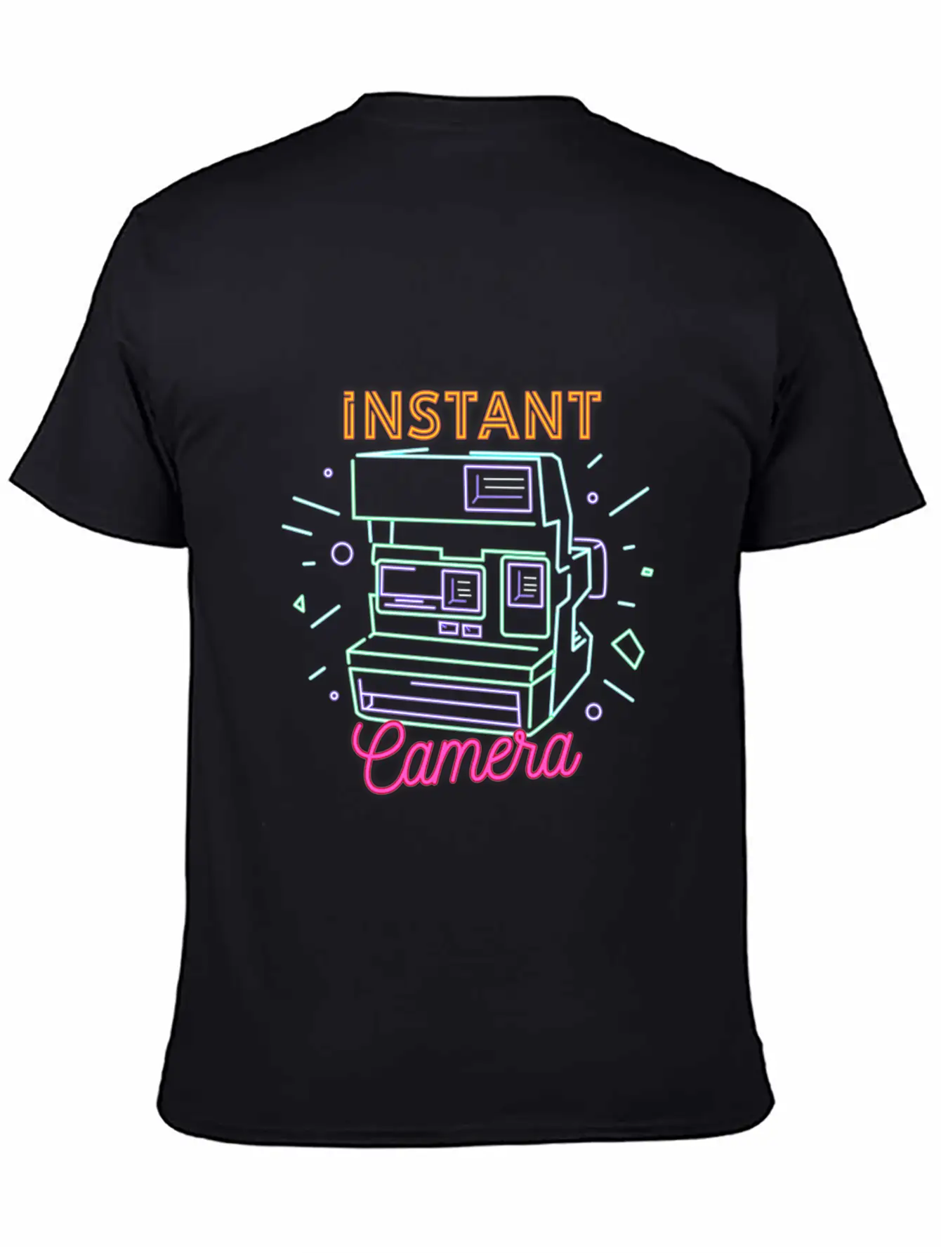 Camera Retro 80s 90s Neon Instant Camera T Shirt Unisex Short Sleeve Soft Cotton T-Shirt – Casual Everyday Wear