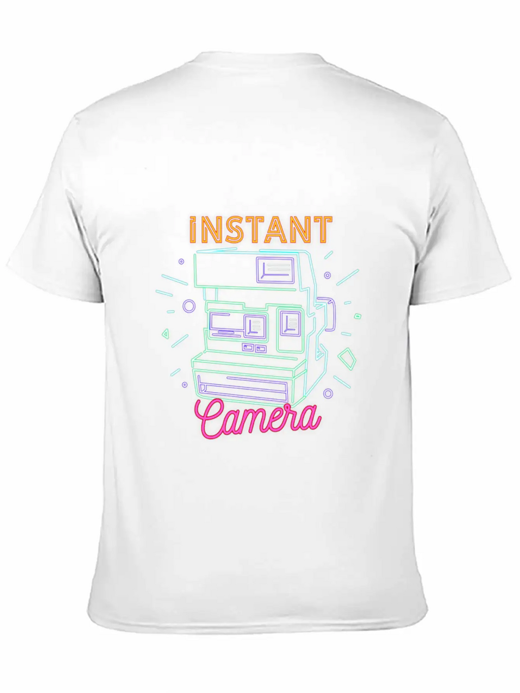 Camera Retro 80s 90s Neon Instant Camera T Shirt Unisex Short Sleeve Soft Cotton T-Shirt – Casual Everyday Wear