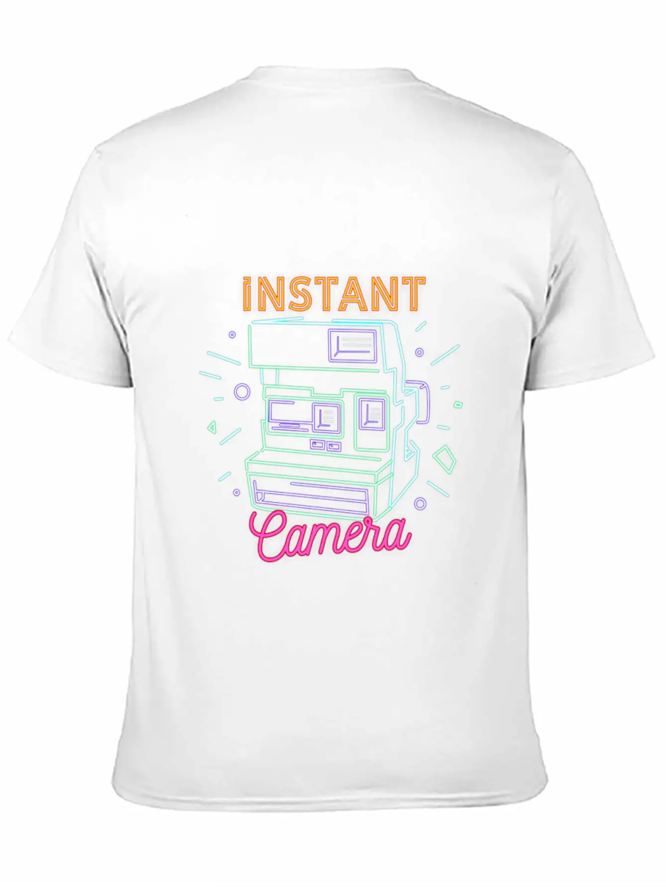Camera Retro 80s 90s Neon Instant Camera T Shirt Unisex Short Sleeve Soft Cotton T-Shirt – Casual Everyday Wear