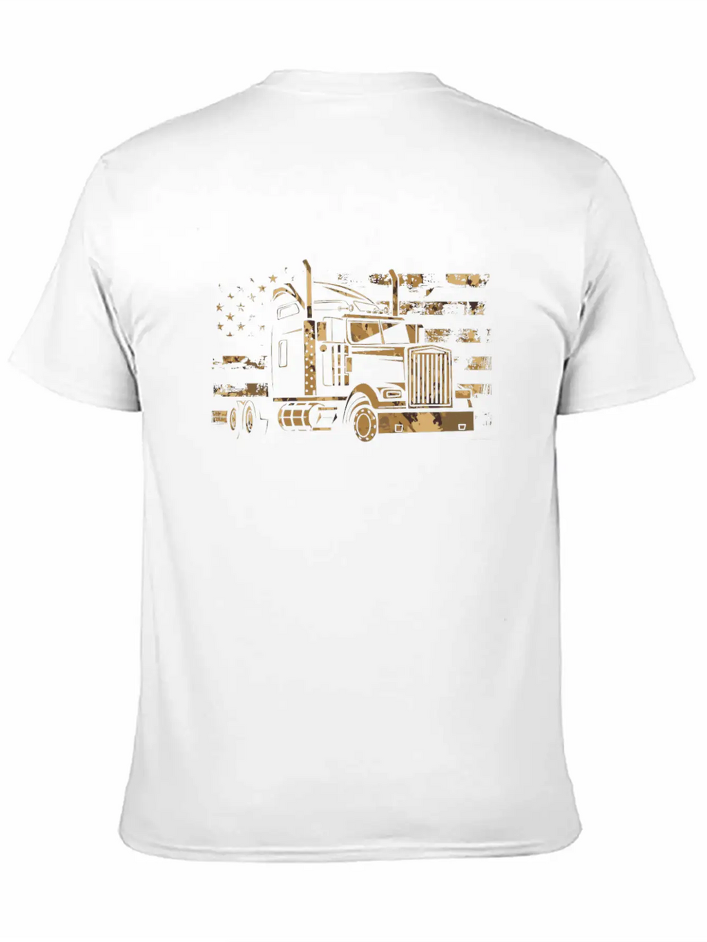 Camouflage American Truck Driver Flag Patriot Stylish Everyday T-Shirt – Unisex Basic Cotton Tee
