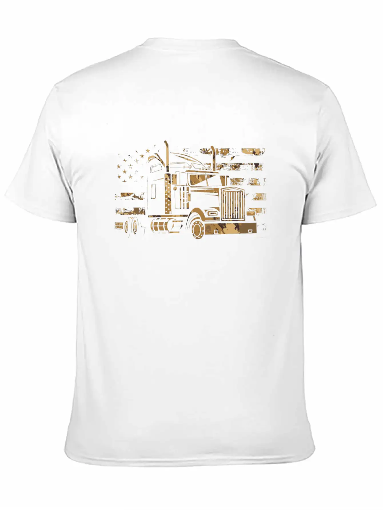 Camouflage American Truck Driver Flag Patriot Stylish Everyday T-Shirt – Unisex Basic Cotton Tee