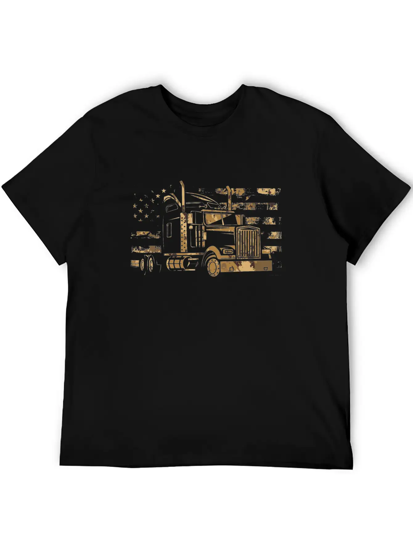 Camouflage American Truck Driver Flag Patriot Stylish Everyday T-Shirt – Unisex Basic Cotton Tee