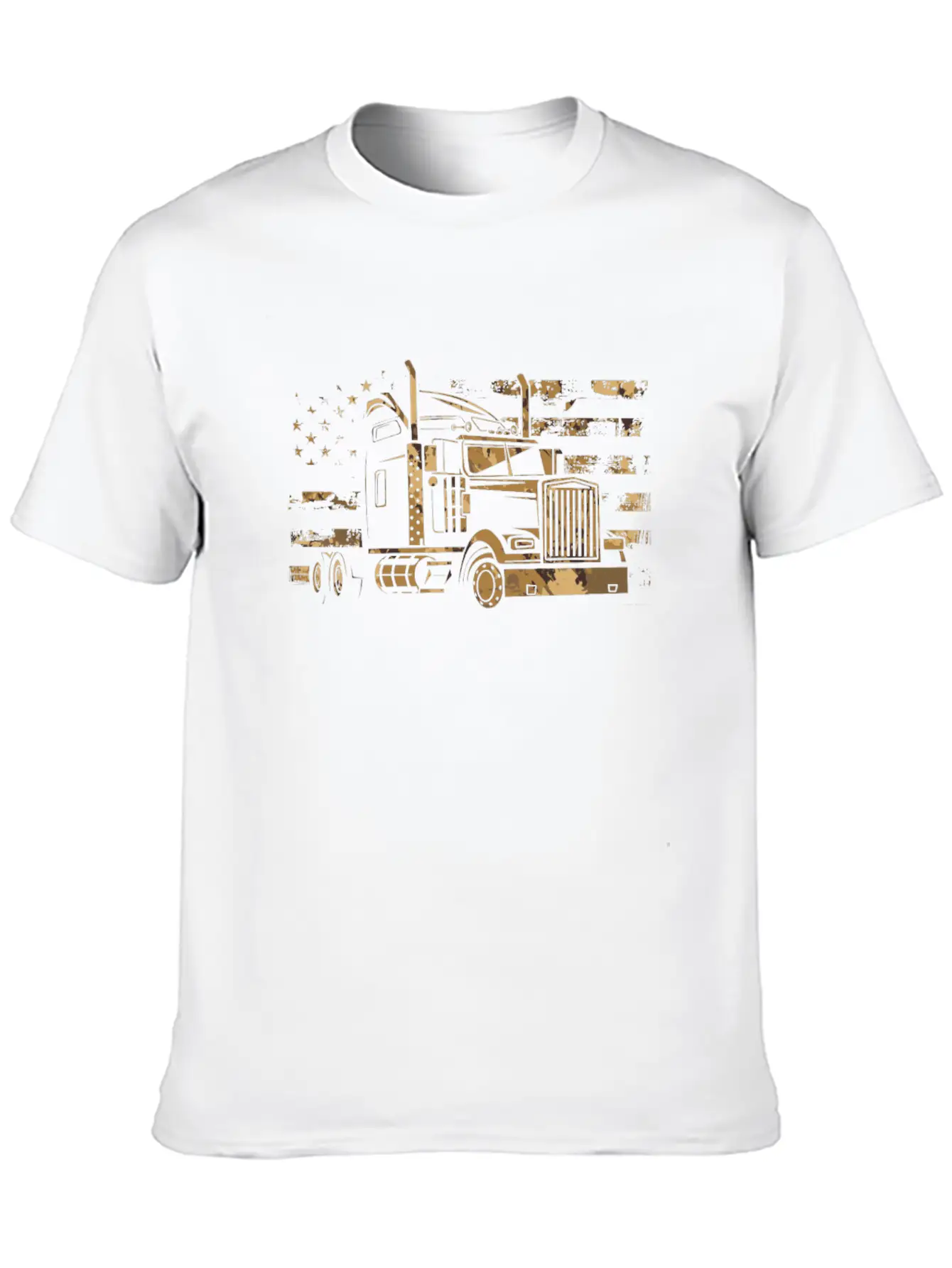 Camouflage American Truck Driver Flag Patriot Stylish Everyday T-Shirt – Unisex Basic Cotton Tee