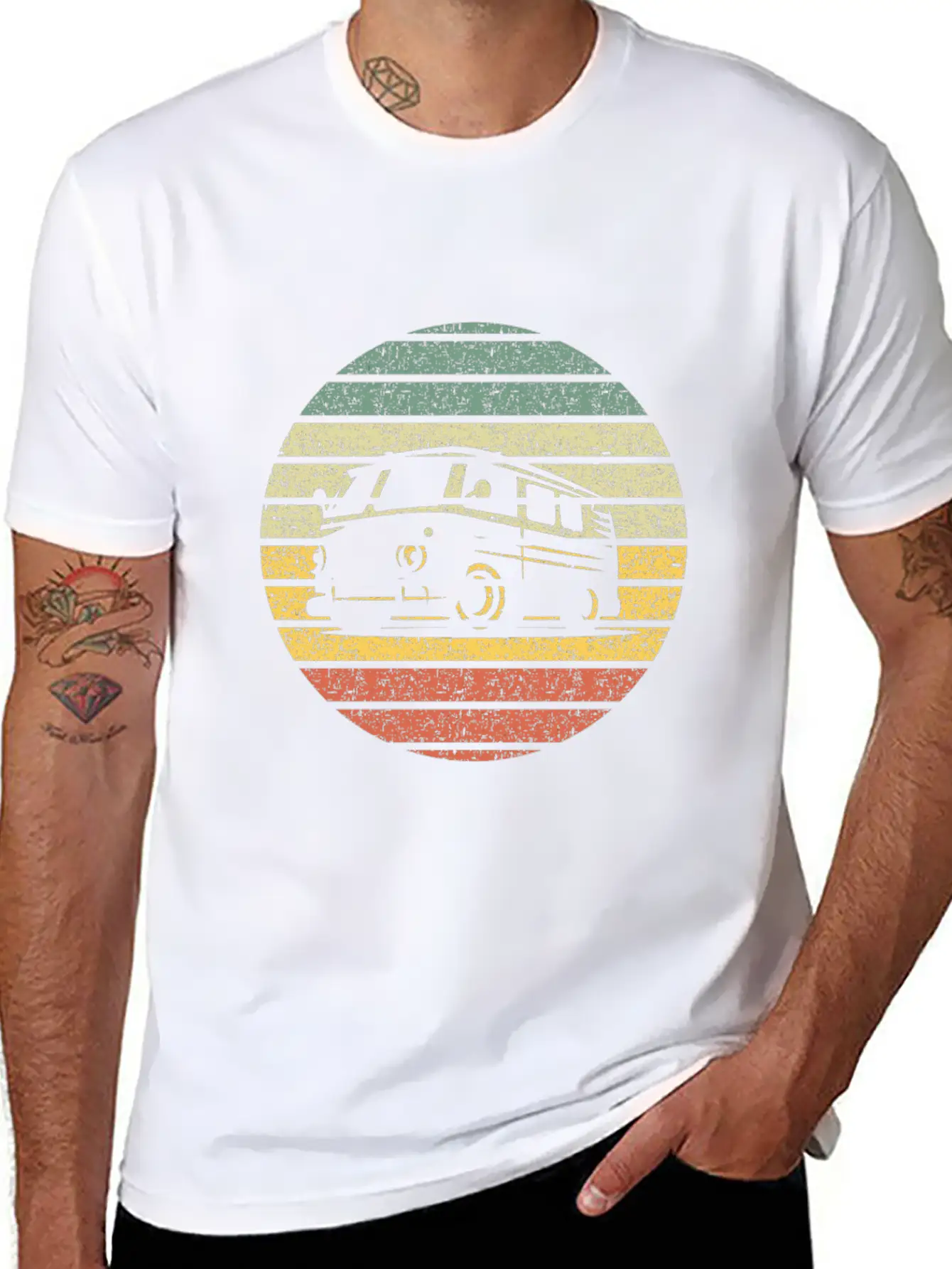 Camper Van Silhouette Vintage Breathable Graphic T-Shirt – Perfect For Casual Days