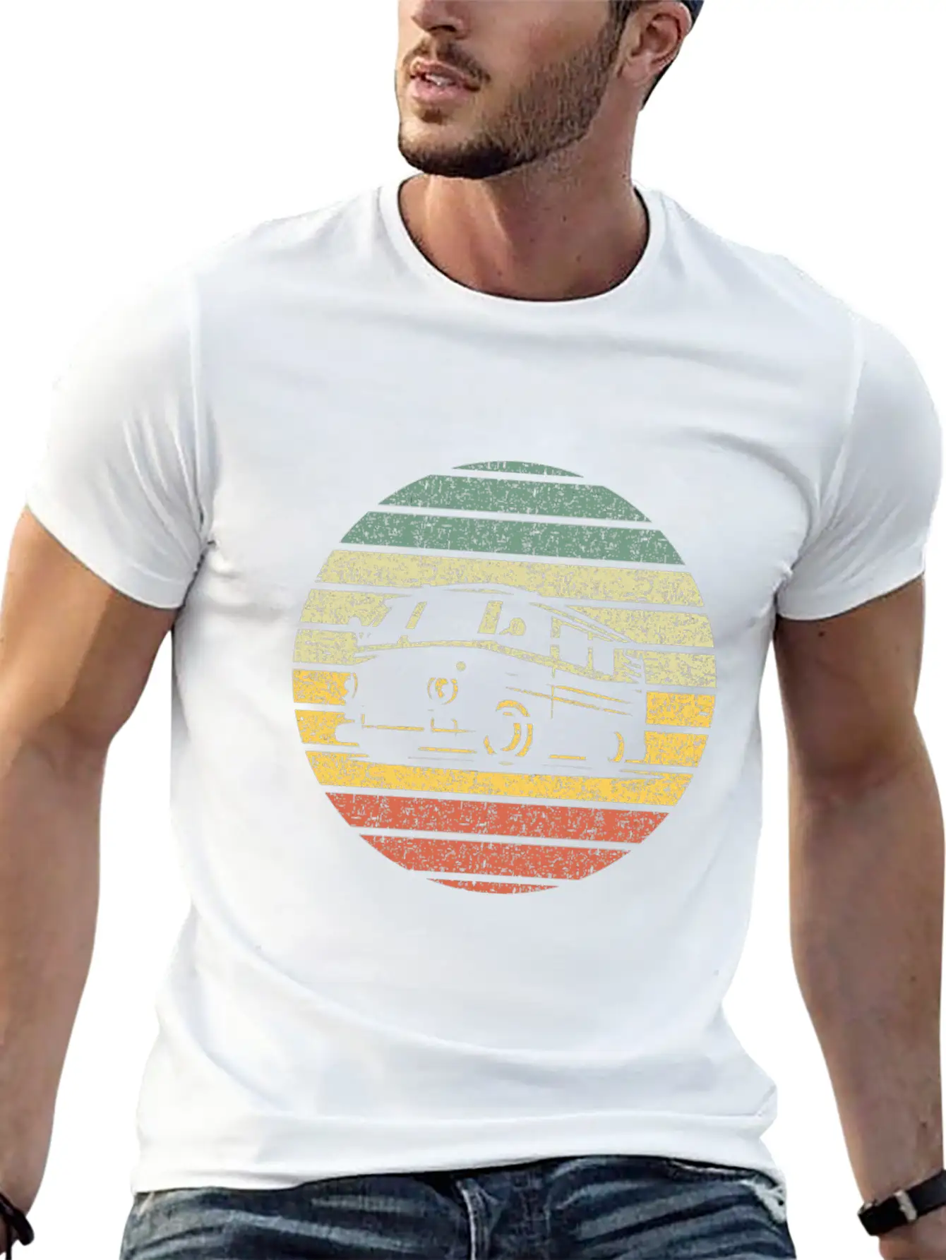 Camper Van Silhouette Vintage Breathable Graphic T-Shirt – Perfect For Casual Days