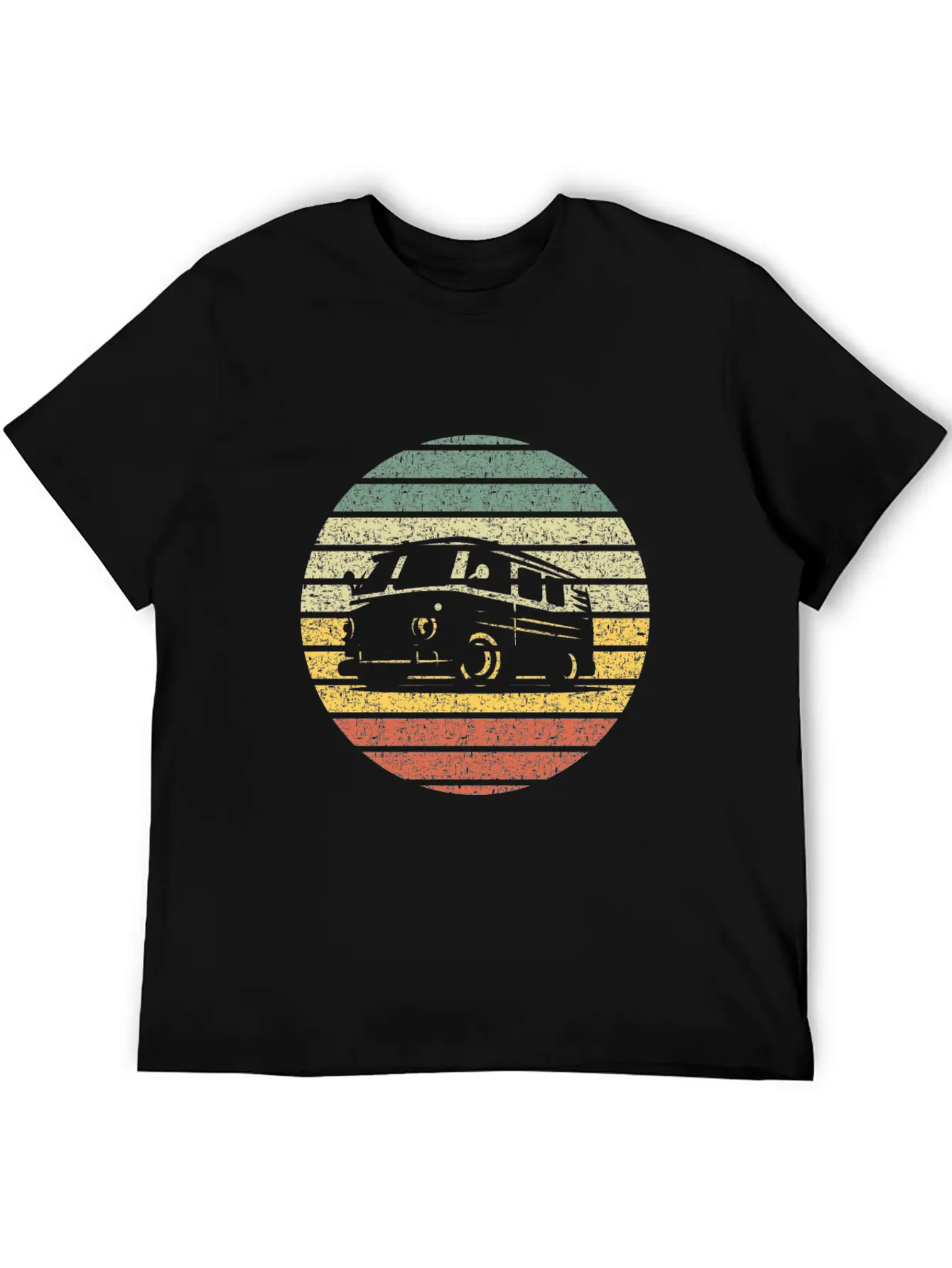 Camper Van Silhouette Vintage Breathable Graphic T-Shirt – Perfect For Casual Days