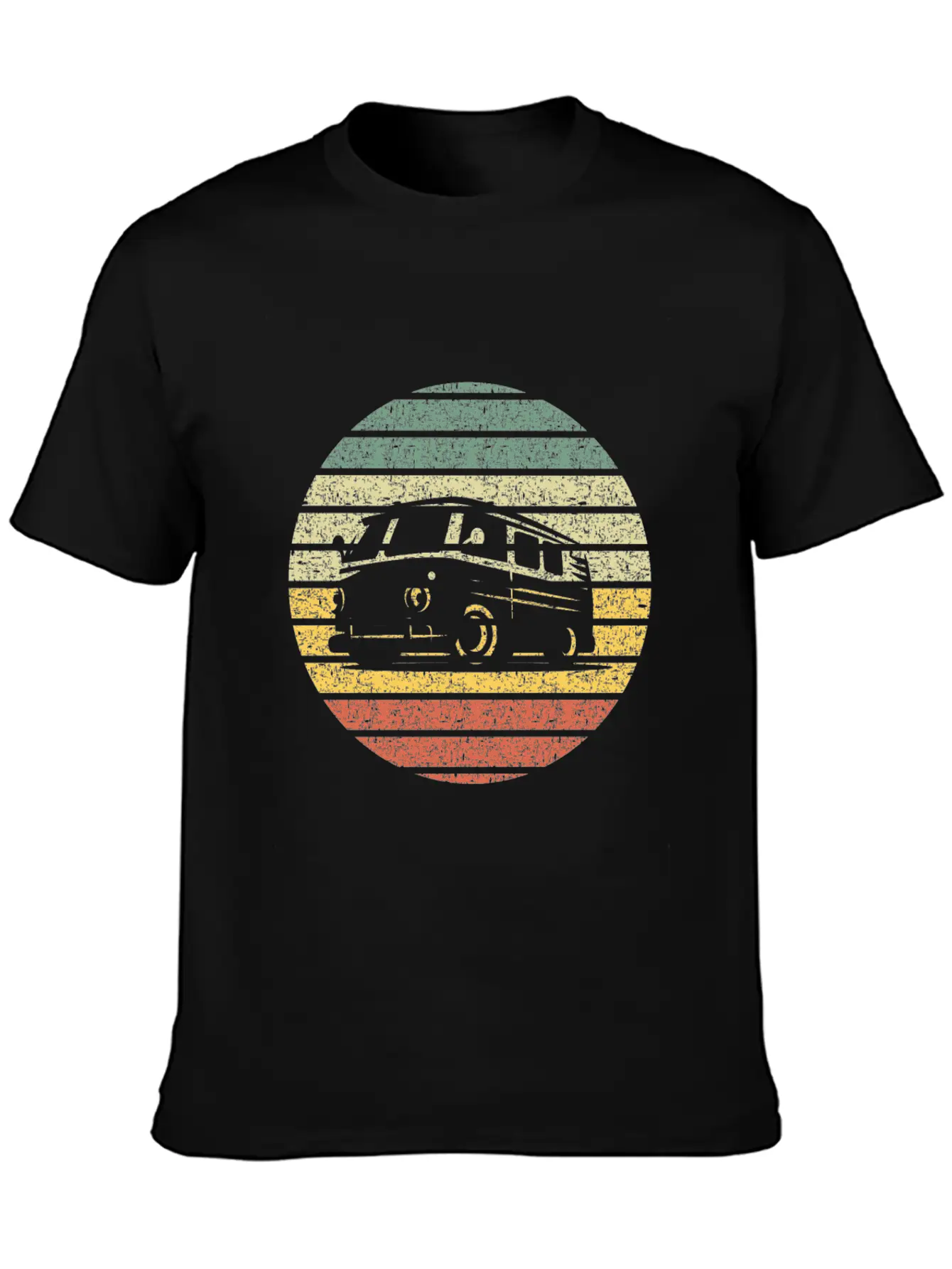 Camper Van Silhouette Vintage Breathable Graphic T-Shirt – Perfect For Casual Days