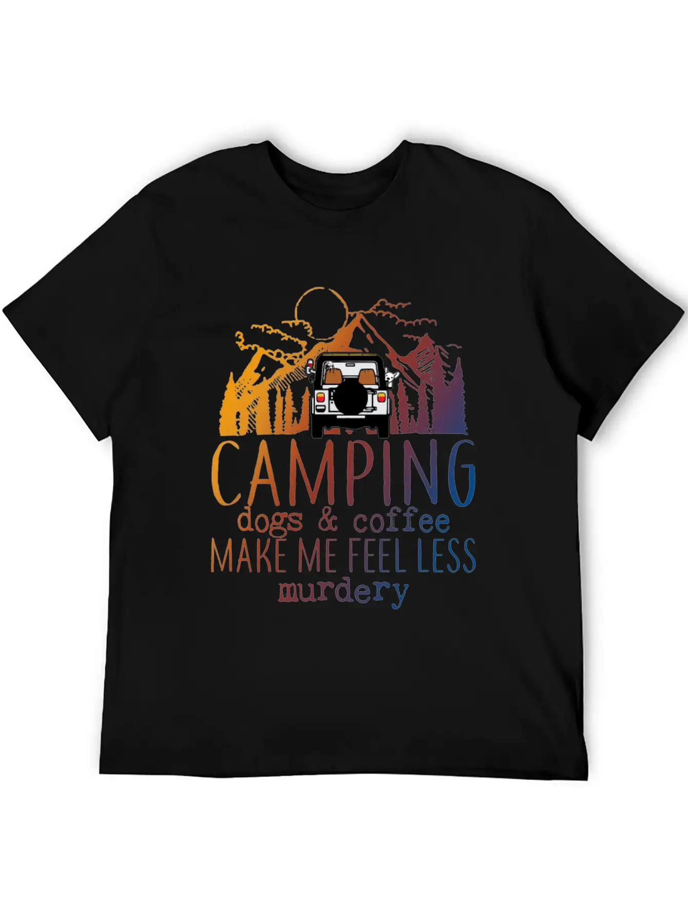 Camping Dogs Coffee Unisex Short Sleeve Soft Cotton T-Shirt – Casual Everyday Wear