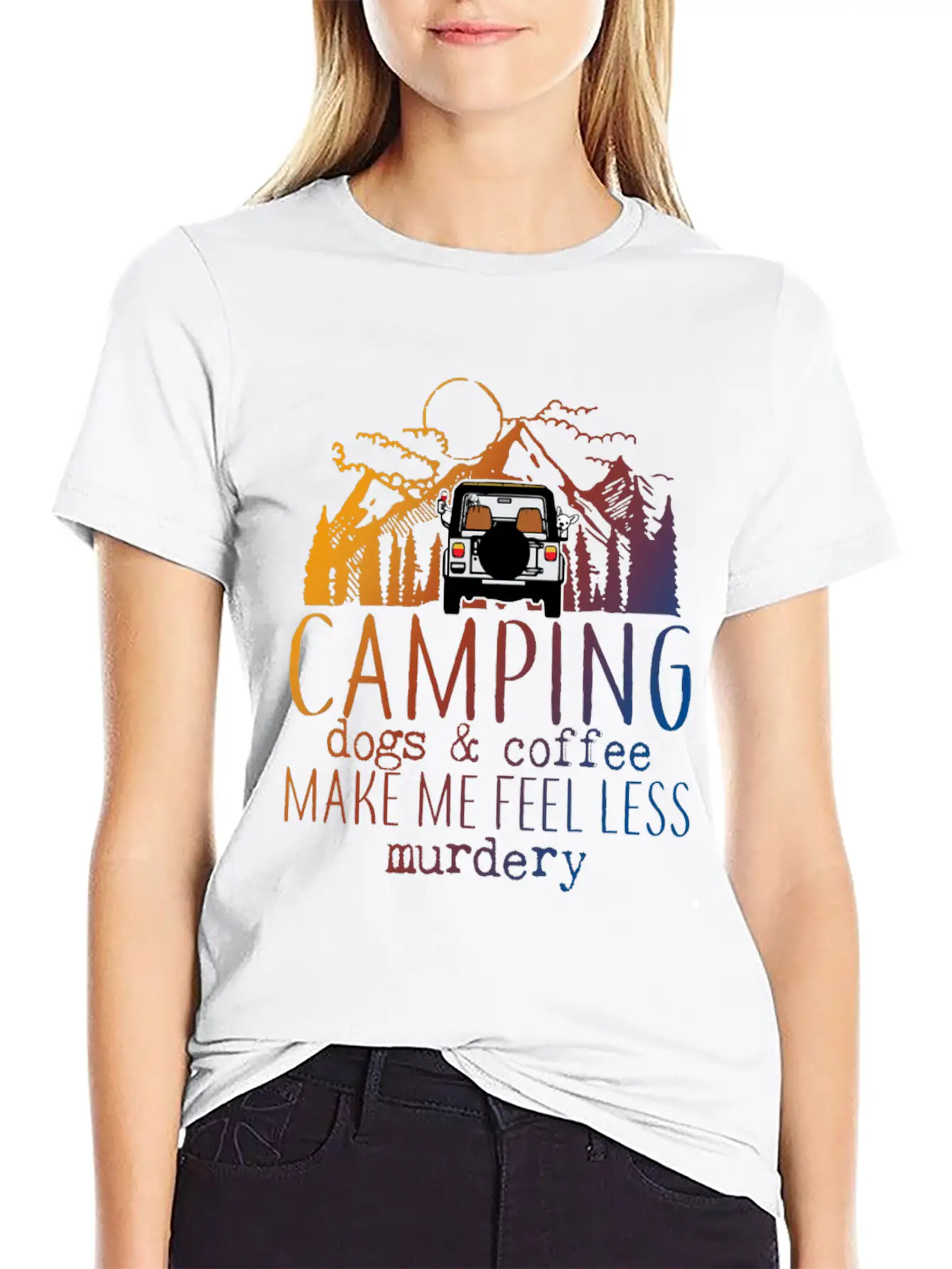 Camping Dogs Coffee Unisex Short Sleeve Soft Cotton T-Shirt – Casual Everyday Wear