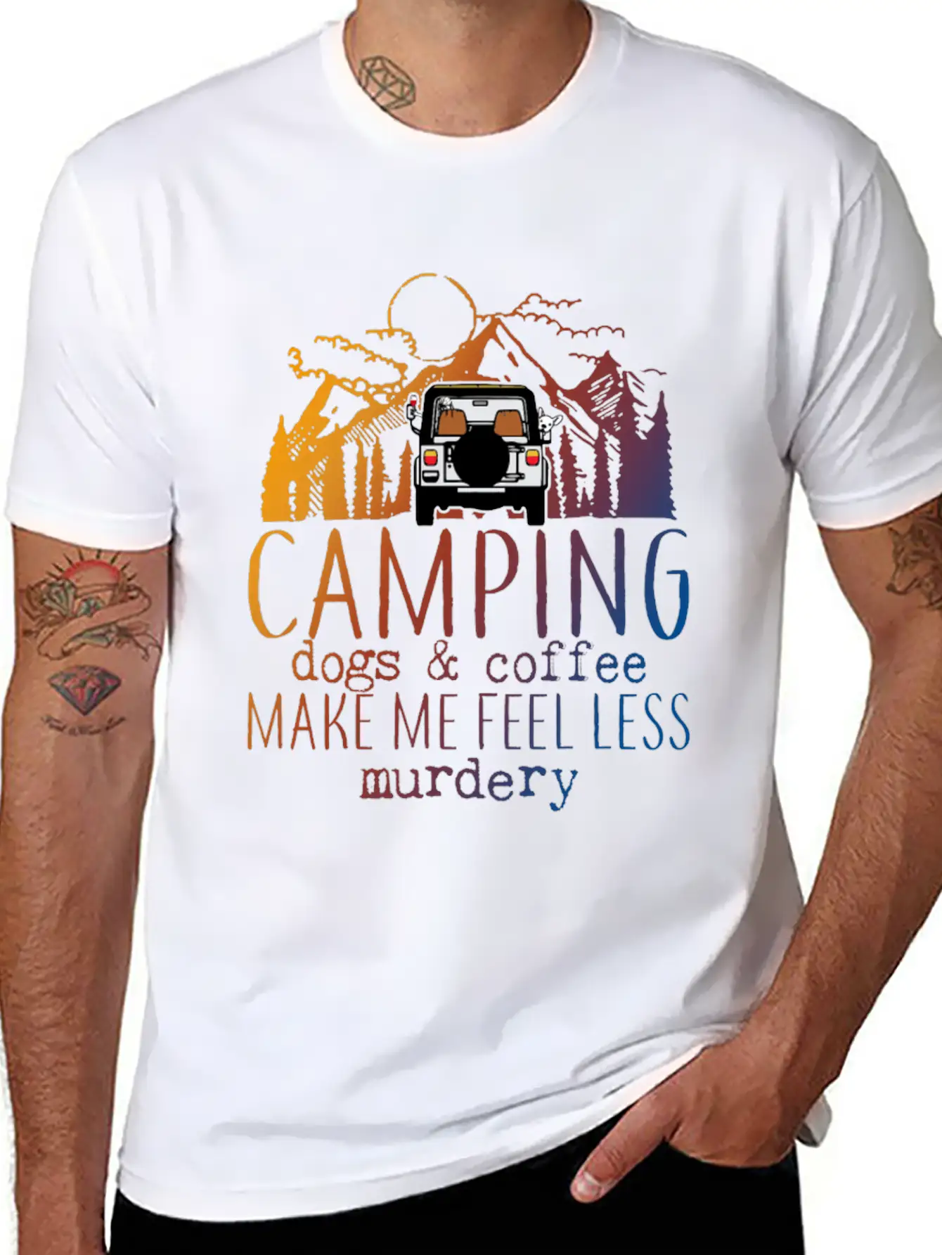 Camping Dogs Coffee Unisex Short Sleeve Soft Cotton T-Shirt – Casual Everyday Wear