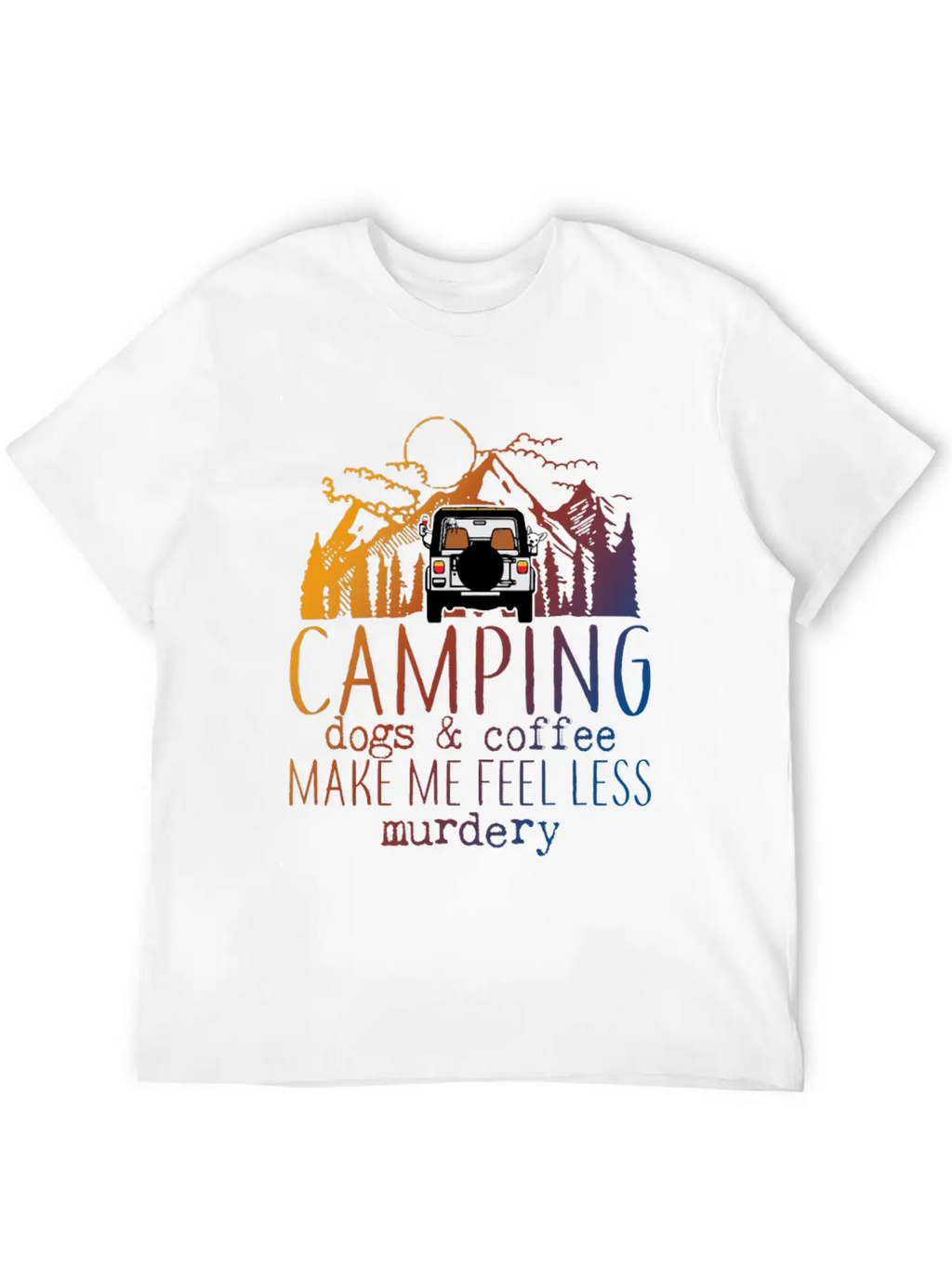 Camping Dogs Coffee Unisex Short Sleeve Soft Cotton T-Shirt – Casual Everyday Wear