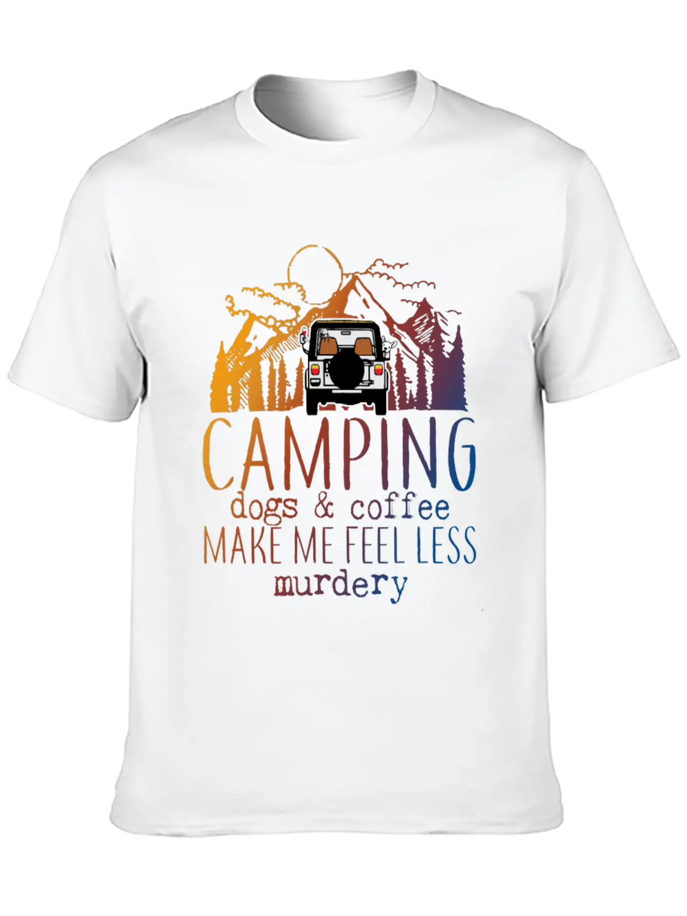 Camping Dogs Coffee Unisex Short Sleeve Soft Cotton T-Shirt – Casual Everyday Wear