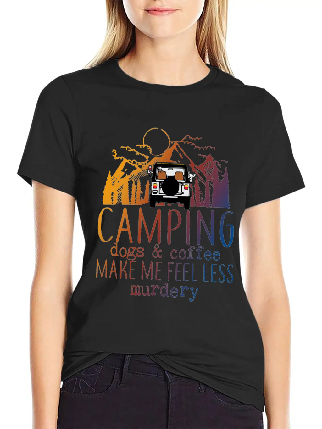 Camping Dogs Coffee Unisex Short Sleeve Soft Cotton T-Shirt – Casual Everyday Wear